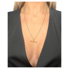 15ct Yellow Gold 22 Inch Edwardian Trace Chain Necklace with Fancy Twisted T-Bar