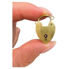 15ct Yellow Gold Edwardian Heart Padlock Pendant, Bracelet Clasp Hallmarked 1907