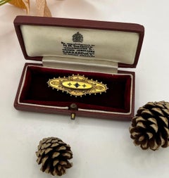 15ct Yellow Gold, Edwardian Sapphire & Diamond Brooch, Hallmarked Chester 1902