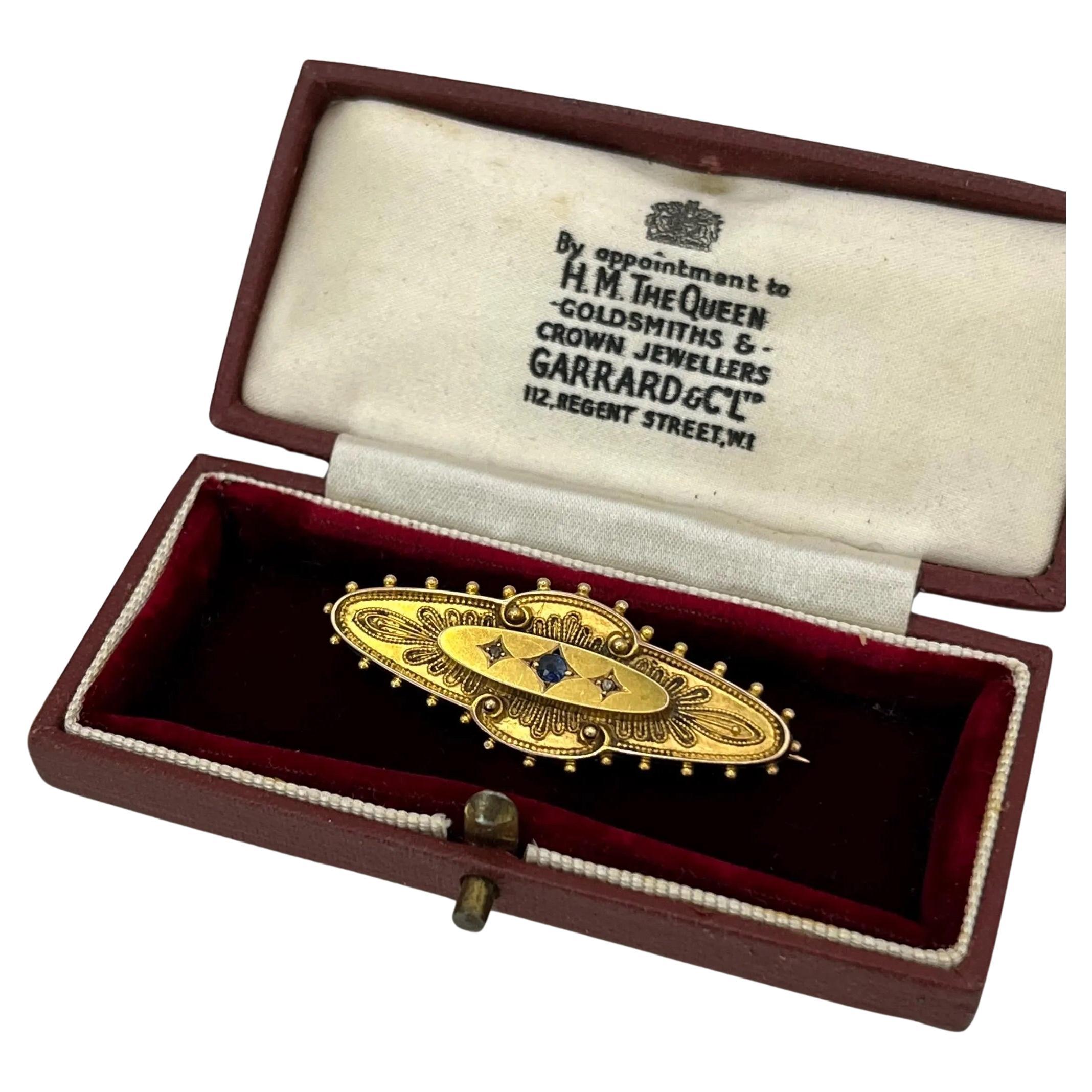 Broche en or jaune 15ct, saphir et diamant de l'époque édouardienne, poinçonnée Chester 1902