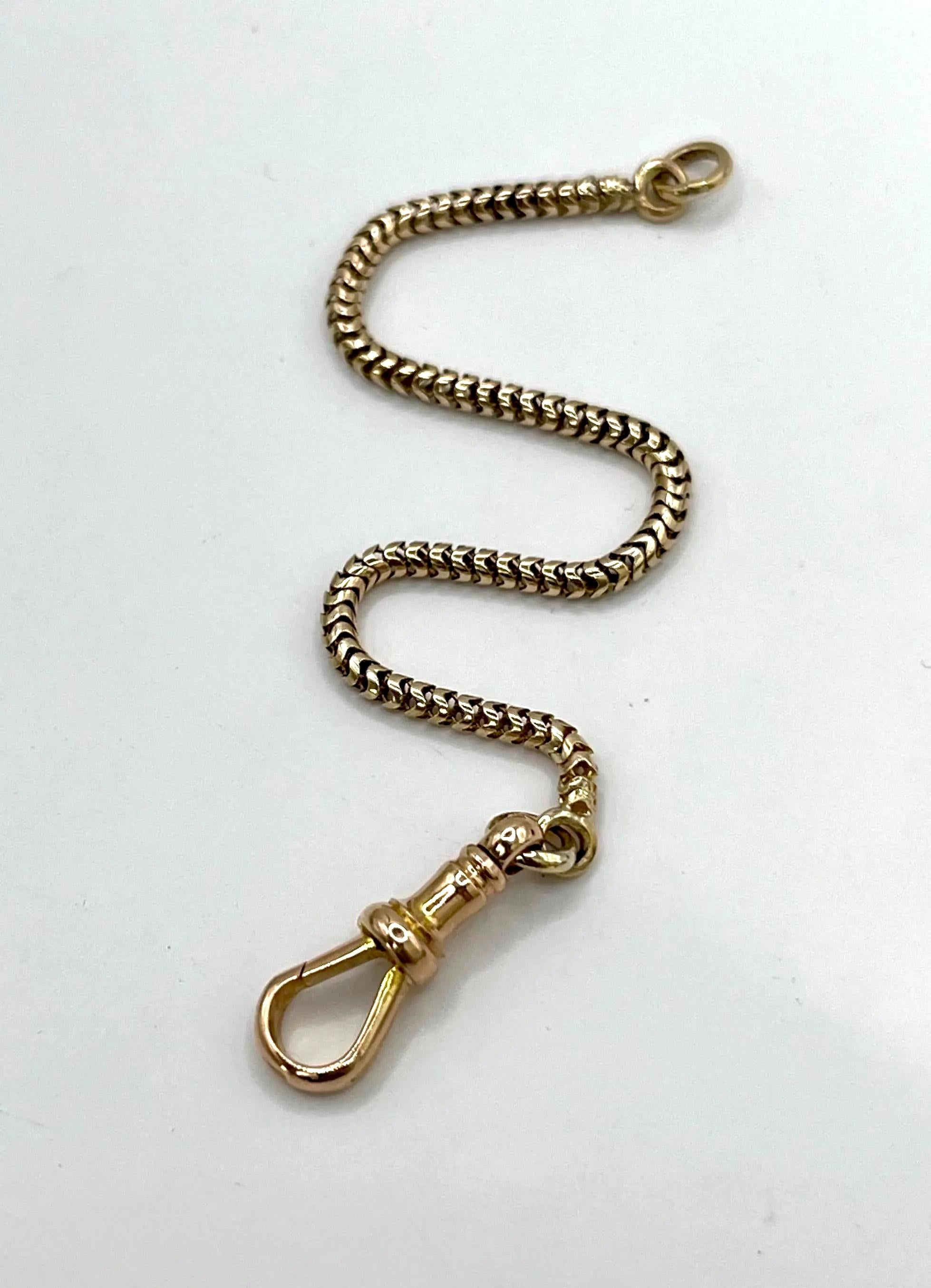 Pendentif en or jaune 15ct, Edwardian, chaîne à maillons serpent avec fermoir pivotant en vente 5