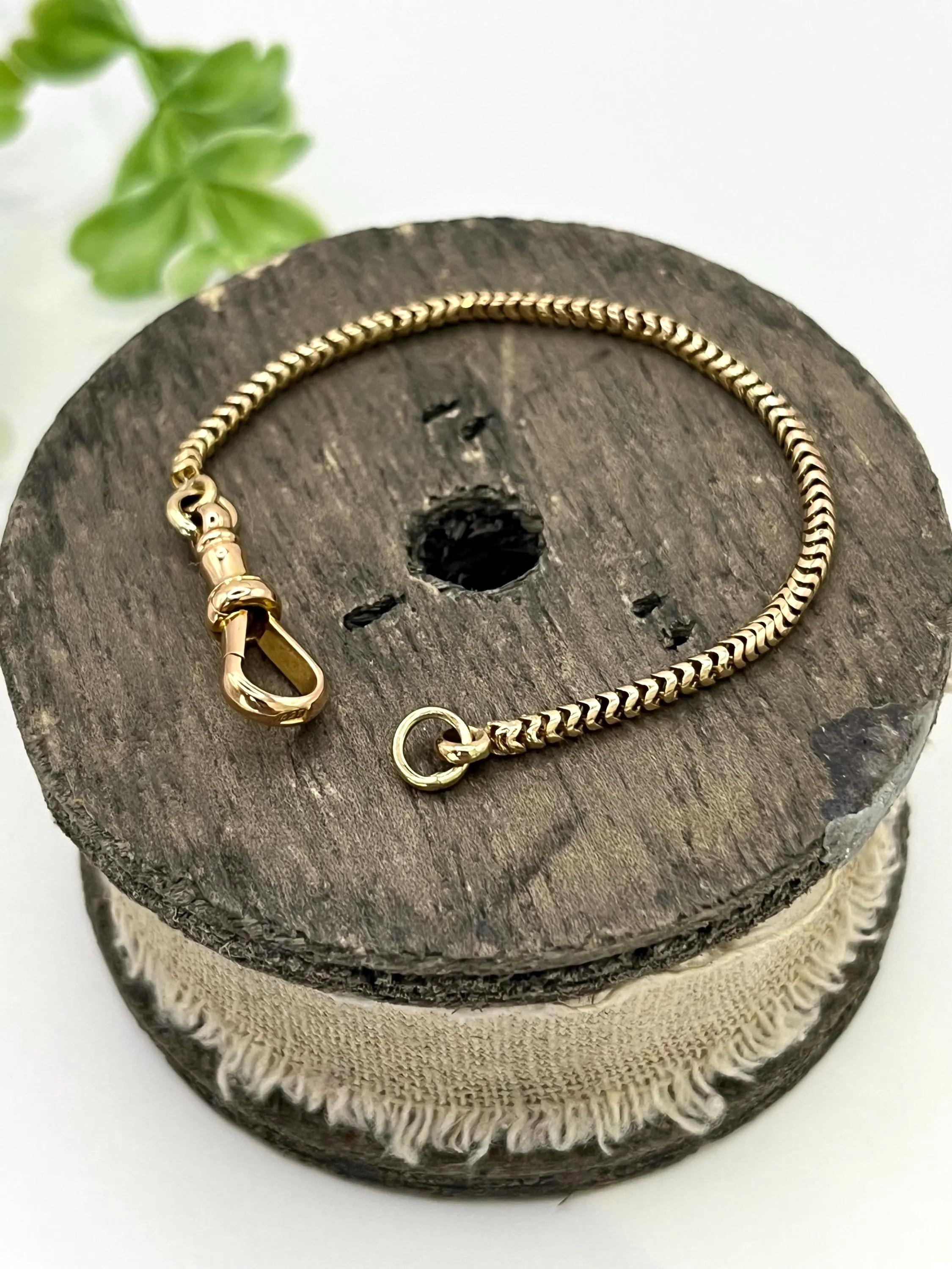 Pendentif en or jaune 15ct, Edwardian, chaîne à maillons serpent avec fermoir pivotant Bon état - En vente à Brighton, GB