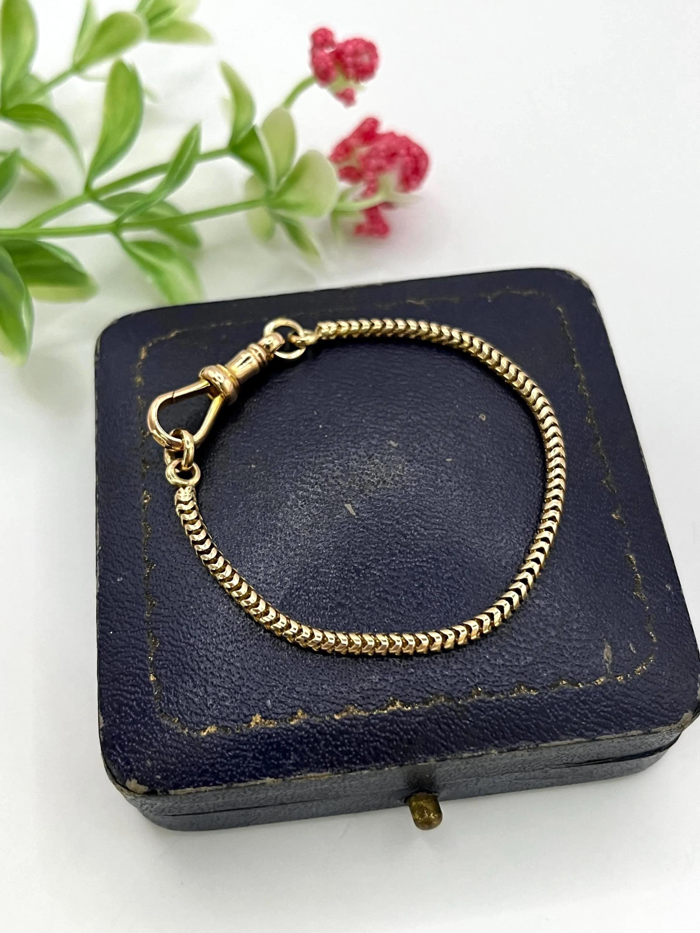 Pendentif en or jaune 15ct, Edwardian, chaîne à maillons serpent avec fermoir pivotant Unisexe en vente