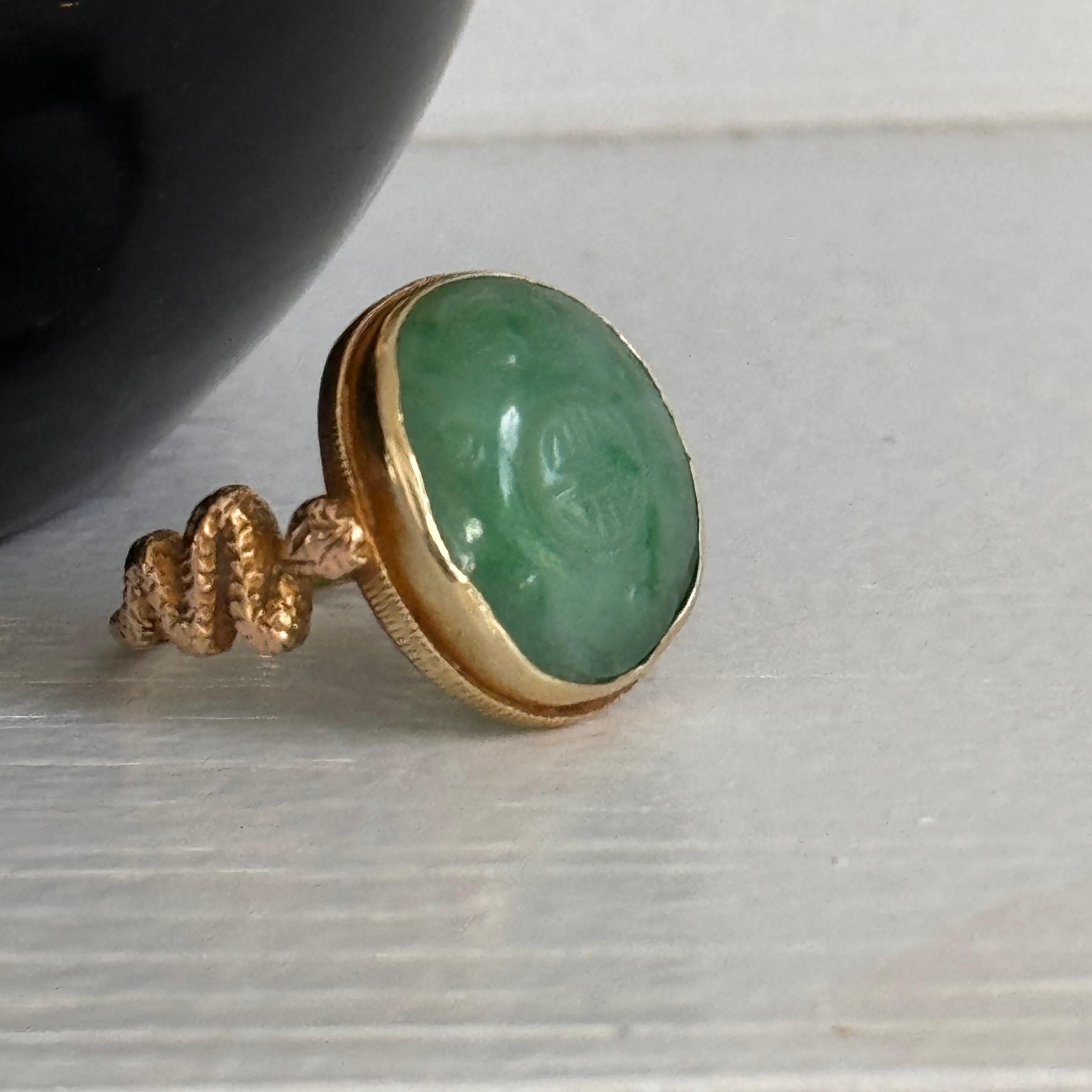 Bague en or jaune 15 carats avec épaules en forme de serpent en vente 5