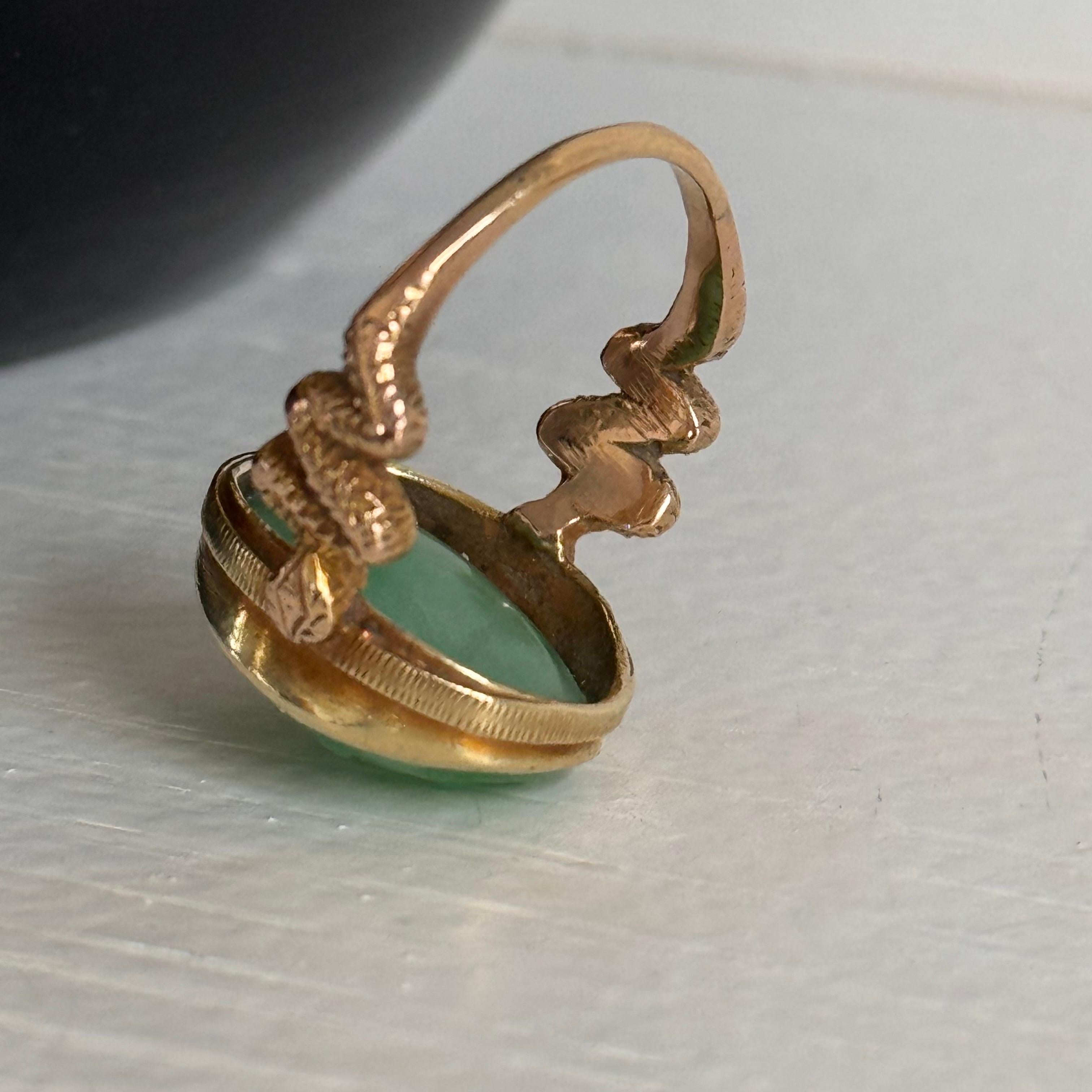 Bague en or jaune 15 carats avec épaules en forme de serpent en vente 10