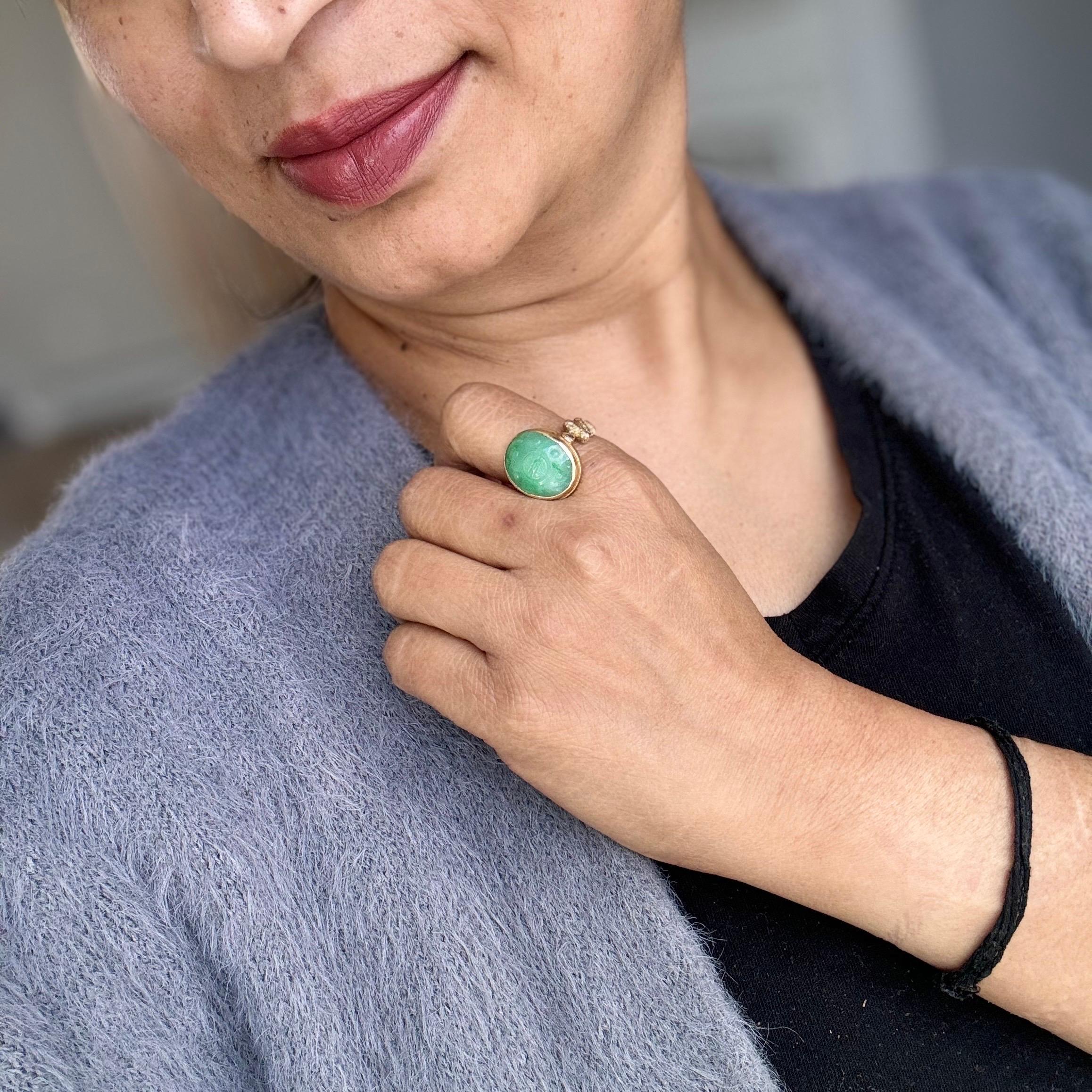 Bague en or jaune 15 carats avec épaules en forme de serpent en vente 13