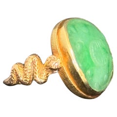 Bague en or jaune 15 carats avec épaules en forme de serpent