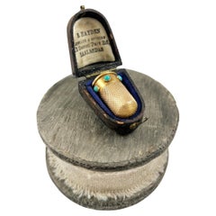 15 Karat Gelbgold & Türkis viktorianisches Gold Thimble mit Original Antikschachtel