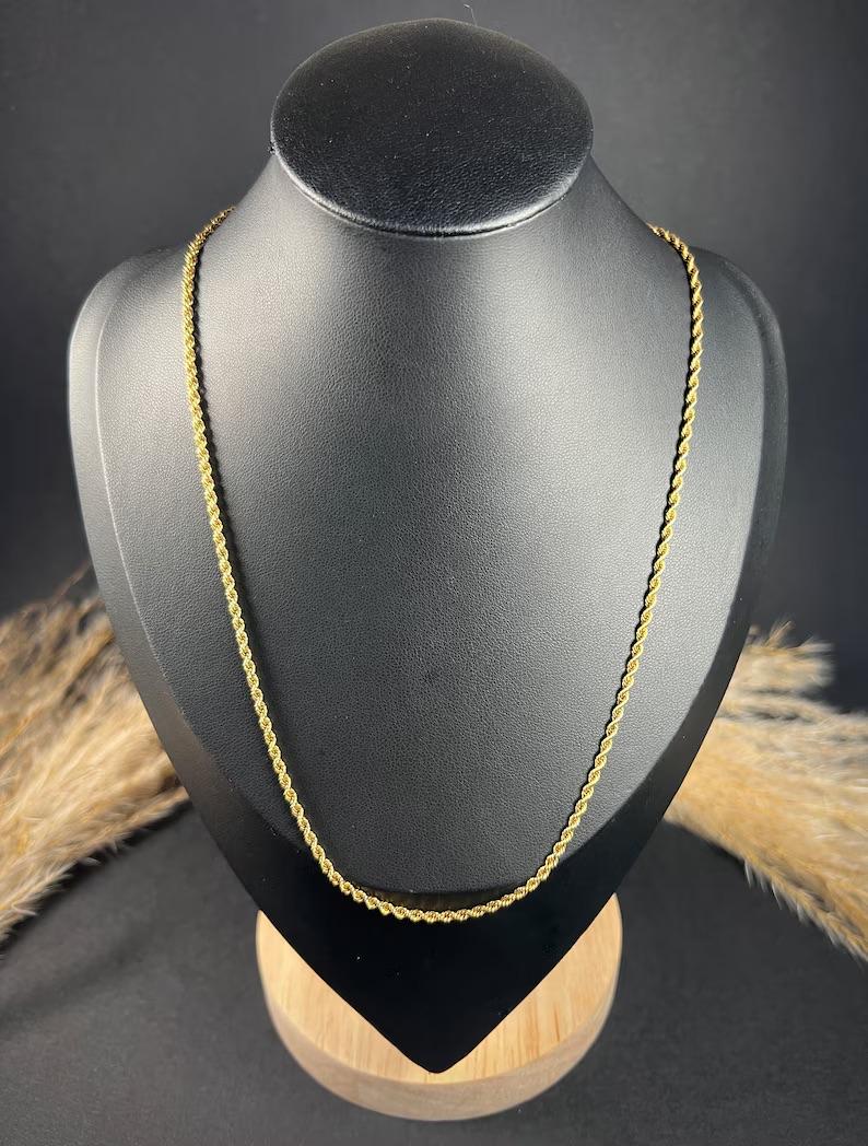 Chaîne victorienne en or jaune 15 carats de 18 pouces avec barreau et fermoir torsadé en vente 5