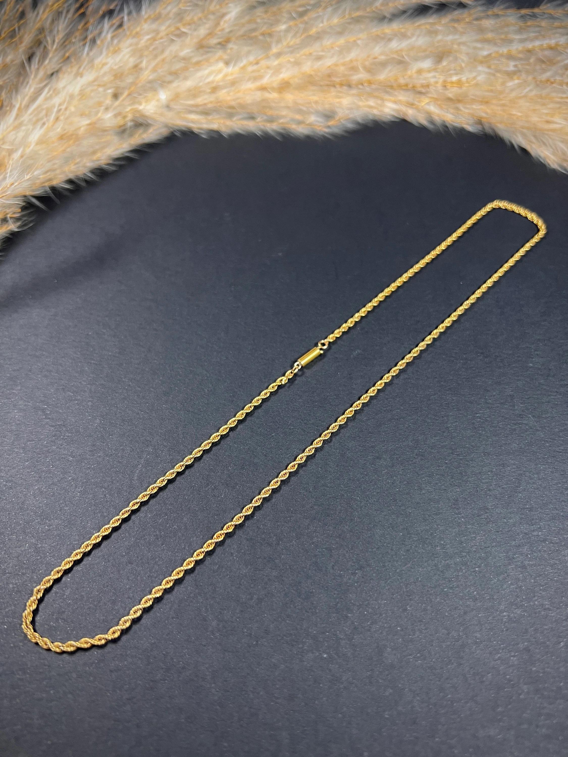 Chaîne victorienne en or jaune 15 carats de 18 pouces avec barreau et fermoir torsadé en vente 4