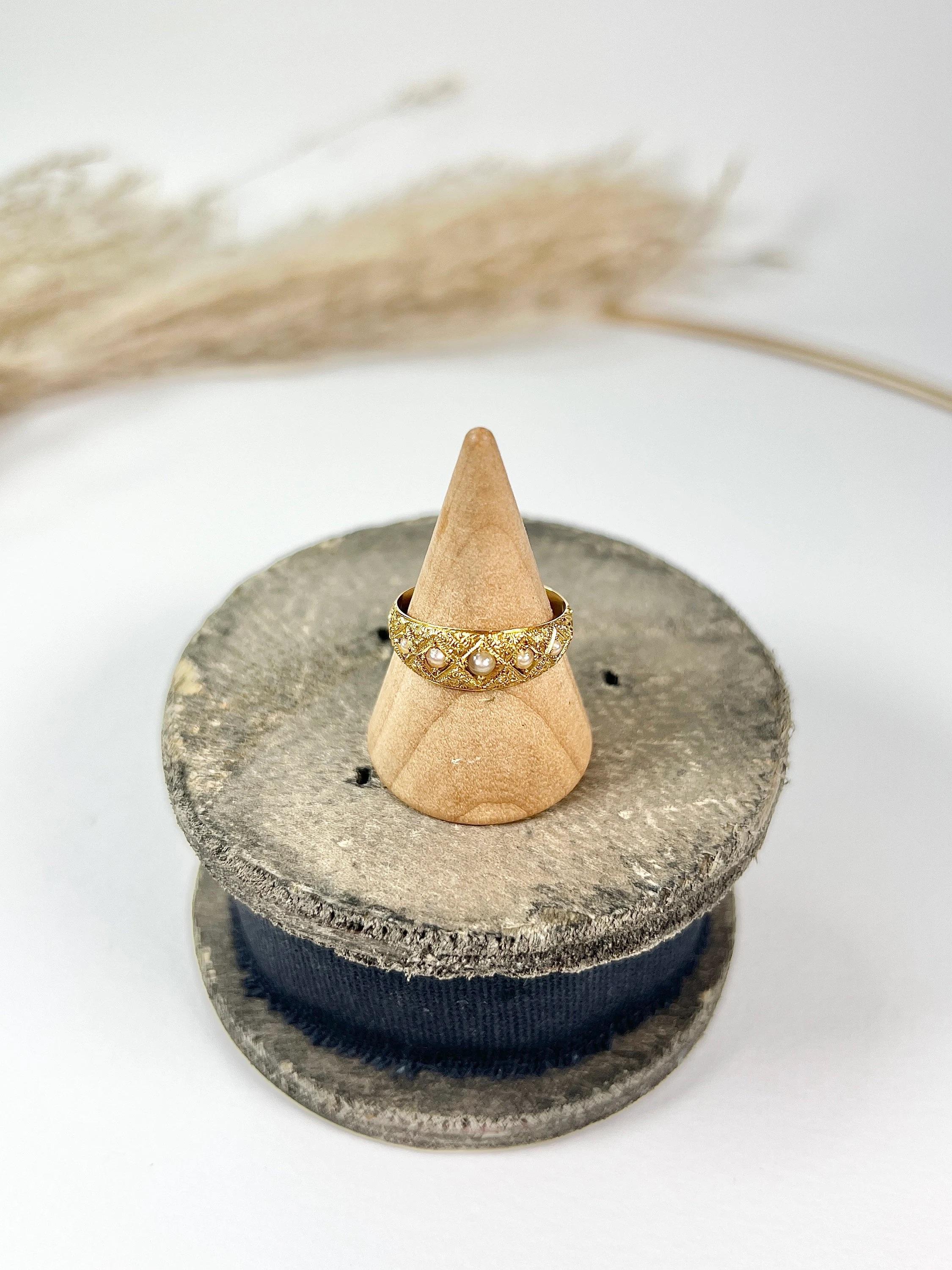 15ct Yellow Gold Victorian Five Stone Pearl Band Ring Hallmarked Chester 1887 5