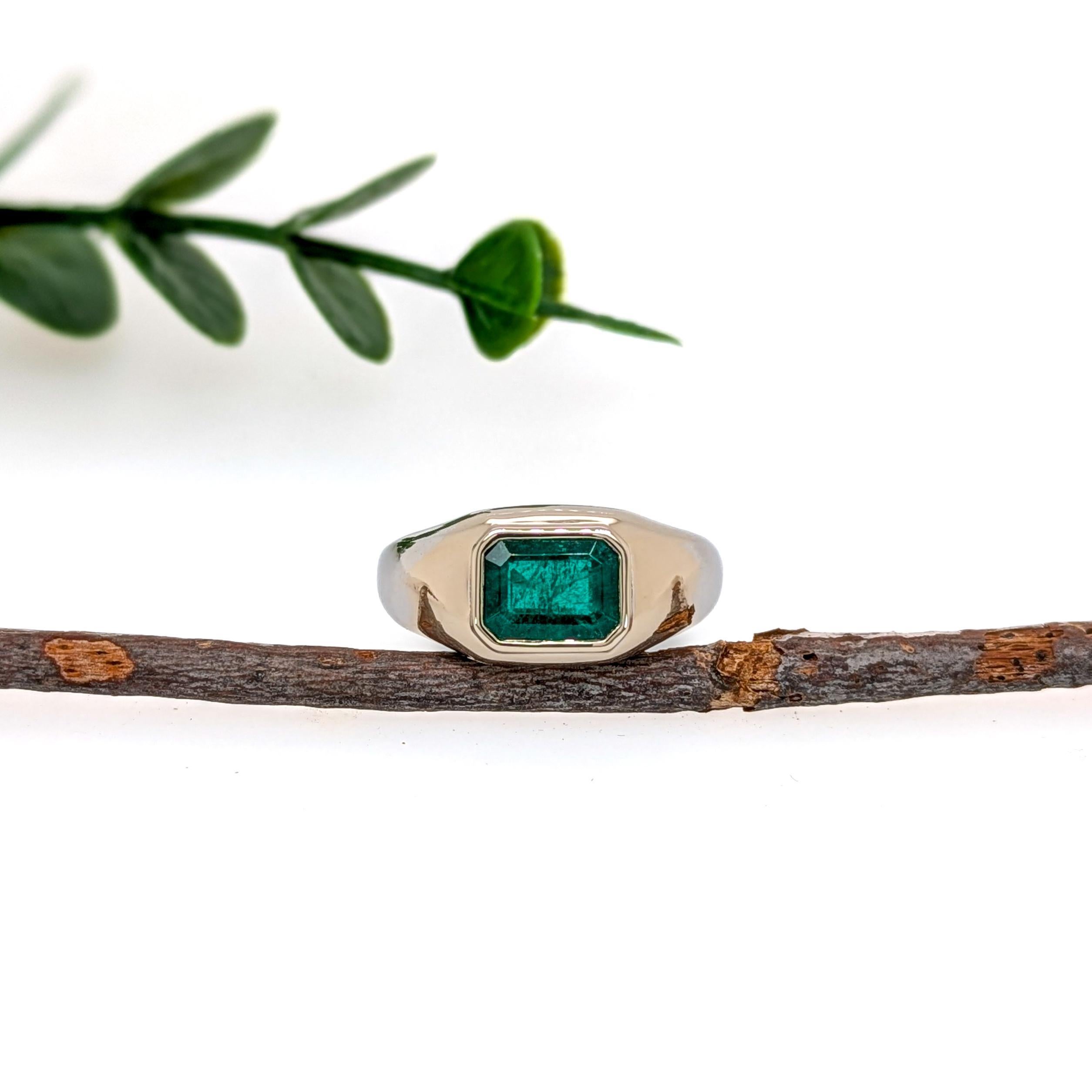 1,5 Karat sambischer Smaragd Solitär Ring aus massivem 14K Gelbgold  EM 8x6mm (Art déco) im Angebot
