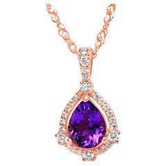 1.5 Cts Pear shape Amethyst 18K ROSE GOLD PLATED OVER 925 SILVER NECKLACE