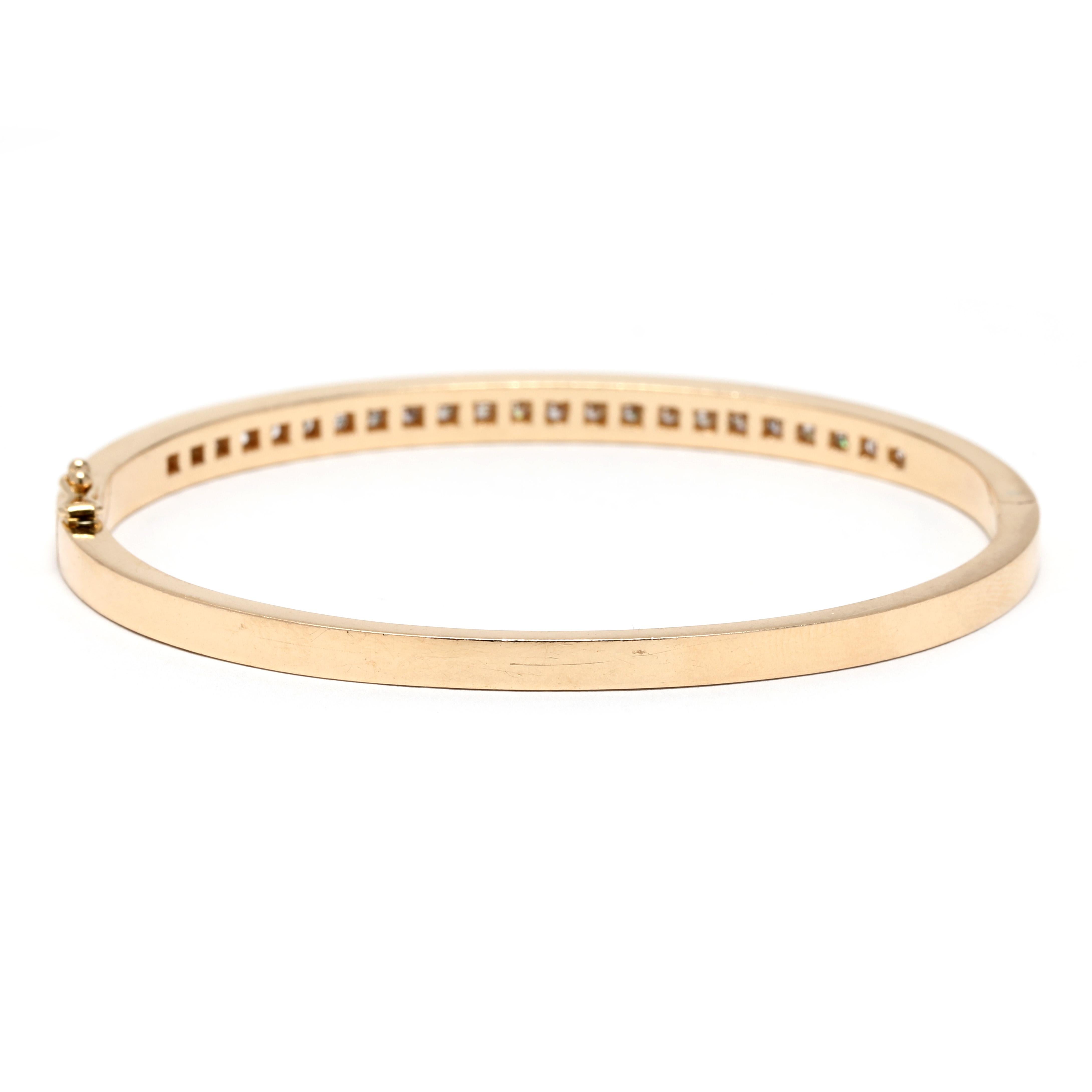 1,5 Karat Diamant-Armreif mit Scharnier, 14k Gelbgold (Brillantschliff)