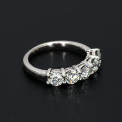 1.5ctw Natural Round Brilliant Diamonds in a Five-Stone Platinum Wedding Ring