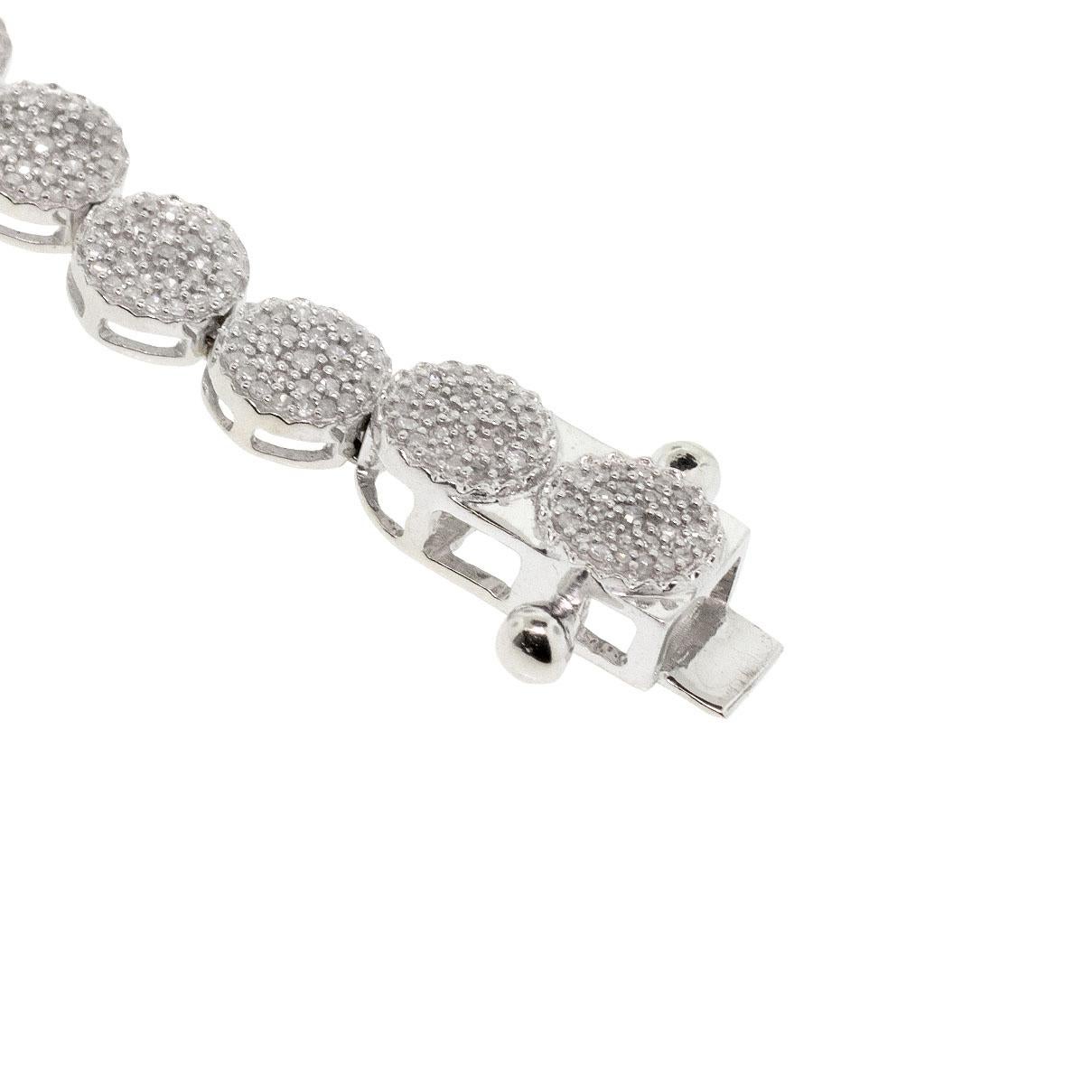 Women's 15ctw Round Diamond Pave Necklace 14 Karat For Sale