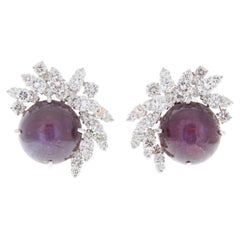 Boucles d'oreilles en platine avec rubis 15 carats et diamants 4,40 carats