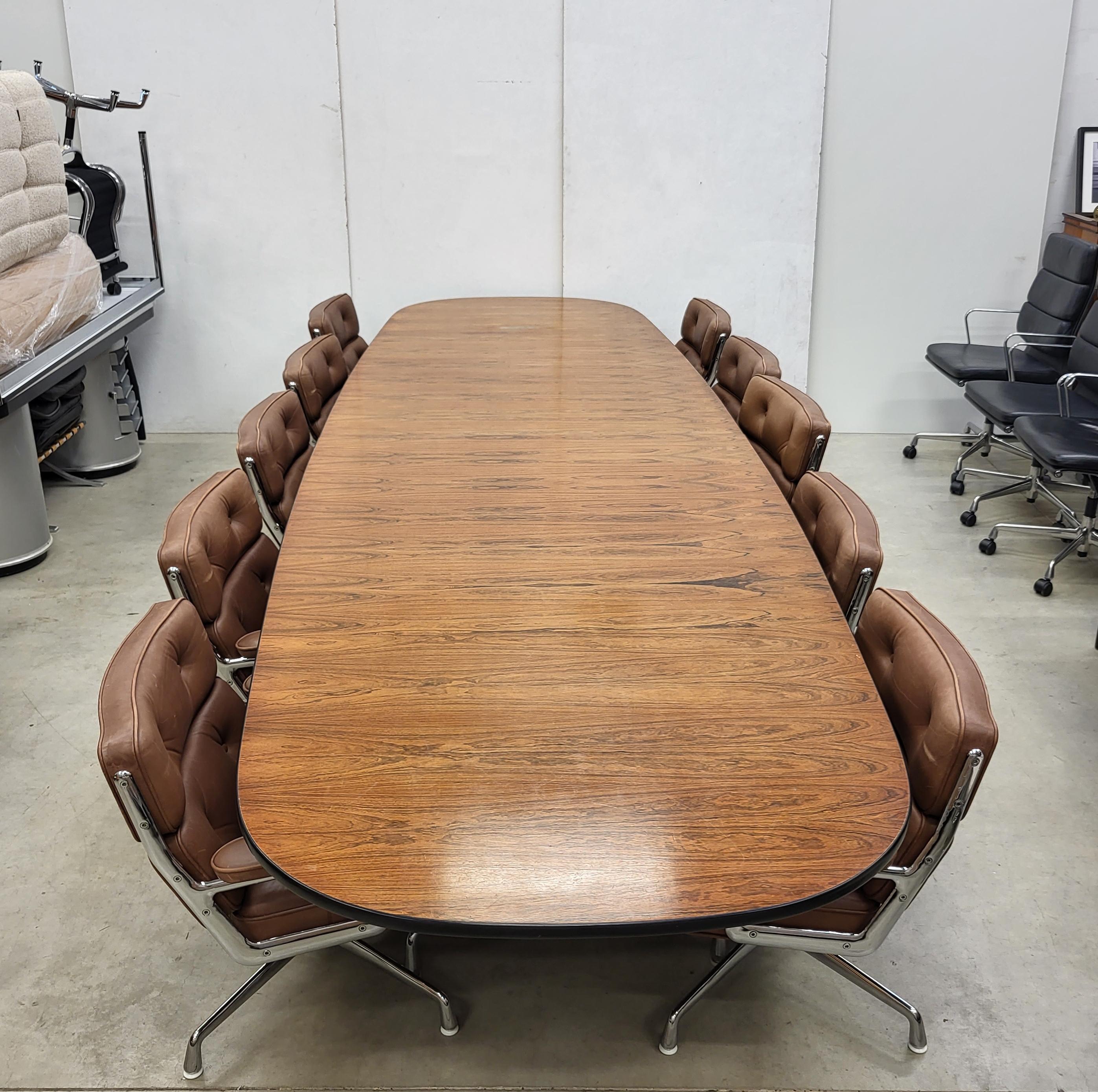 American 15ft Herman Miller Segmented Table & 10x Vitra ES105 Lobby Chair Charles Eames For Sale