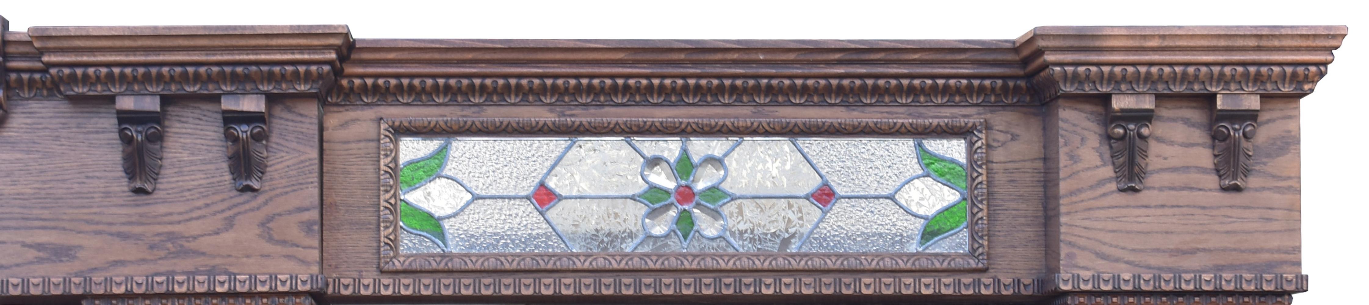 15ft Victorian Style Carved Oak Front and Back Bar For Sale 10