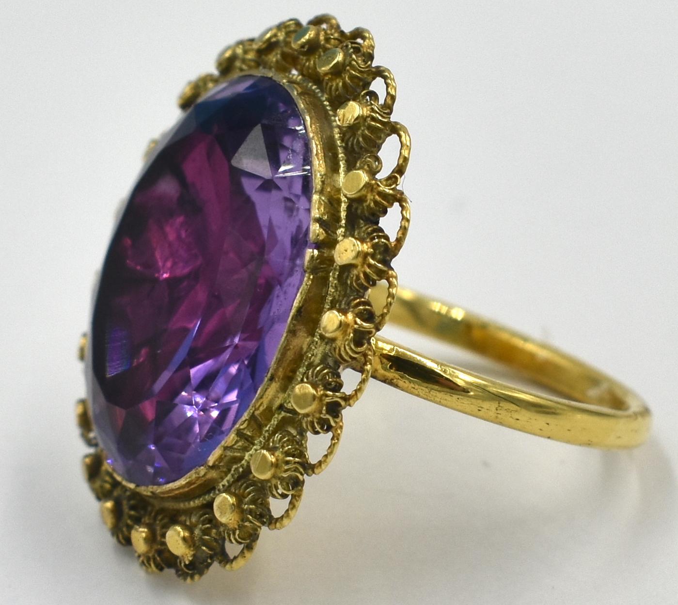 Georgian Amethyst Cannetille Ring, circa 1840 In Excellent Condition In Baltimore, MD