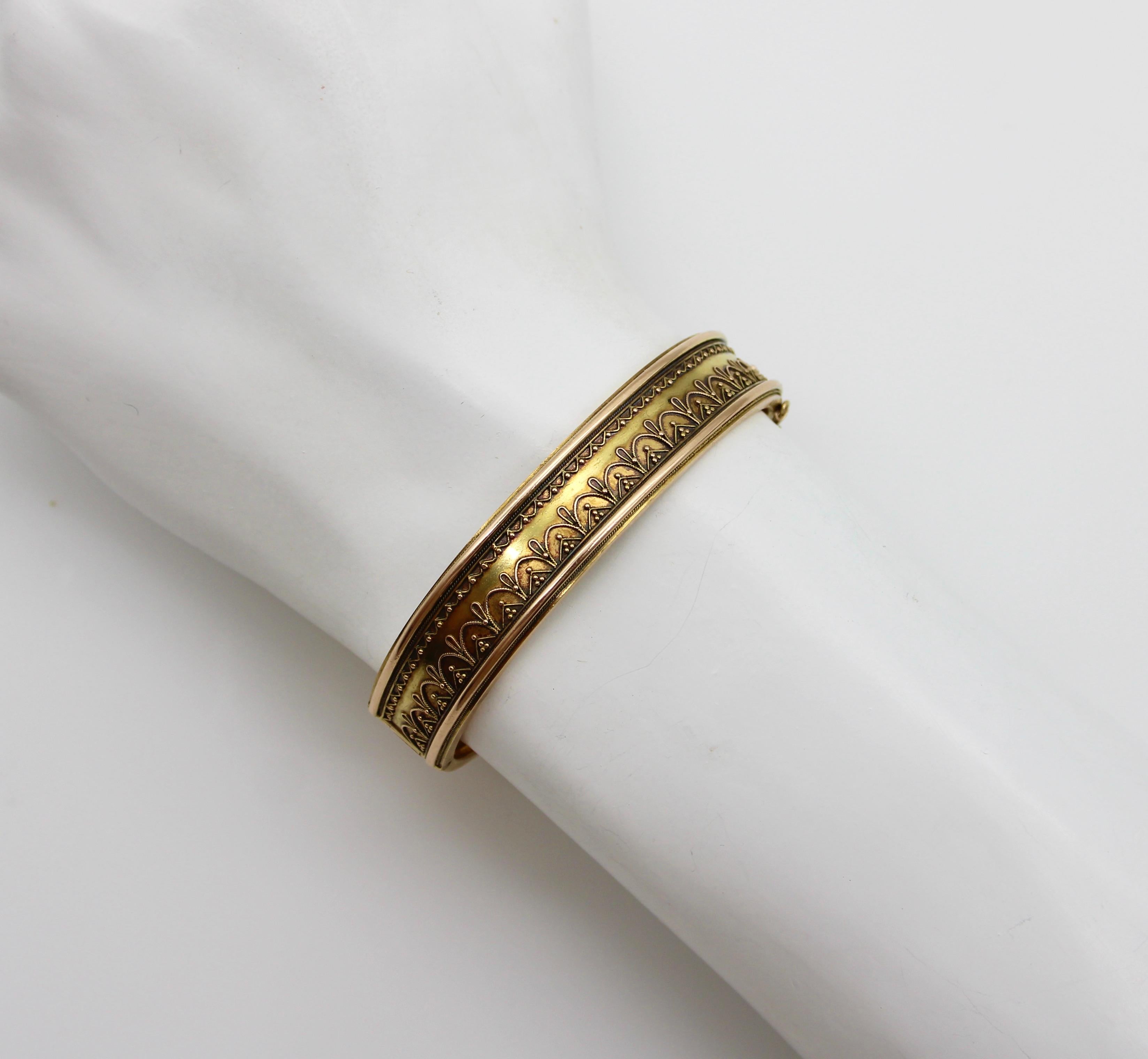 15k Gold Cannetille Etruscan Revival Bracelet In Good Condition For Sale In Venice, CA