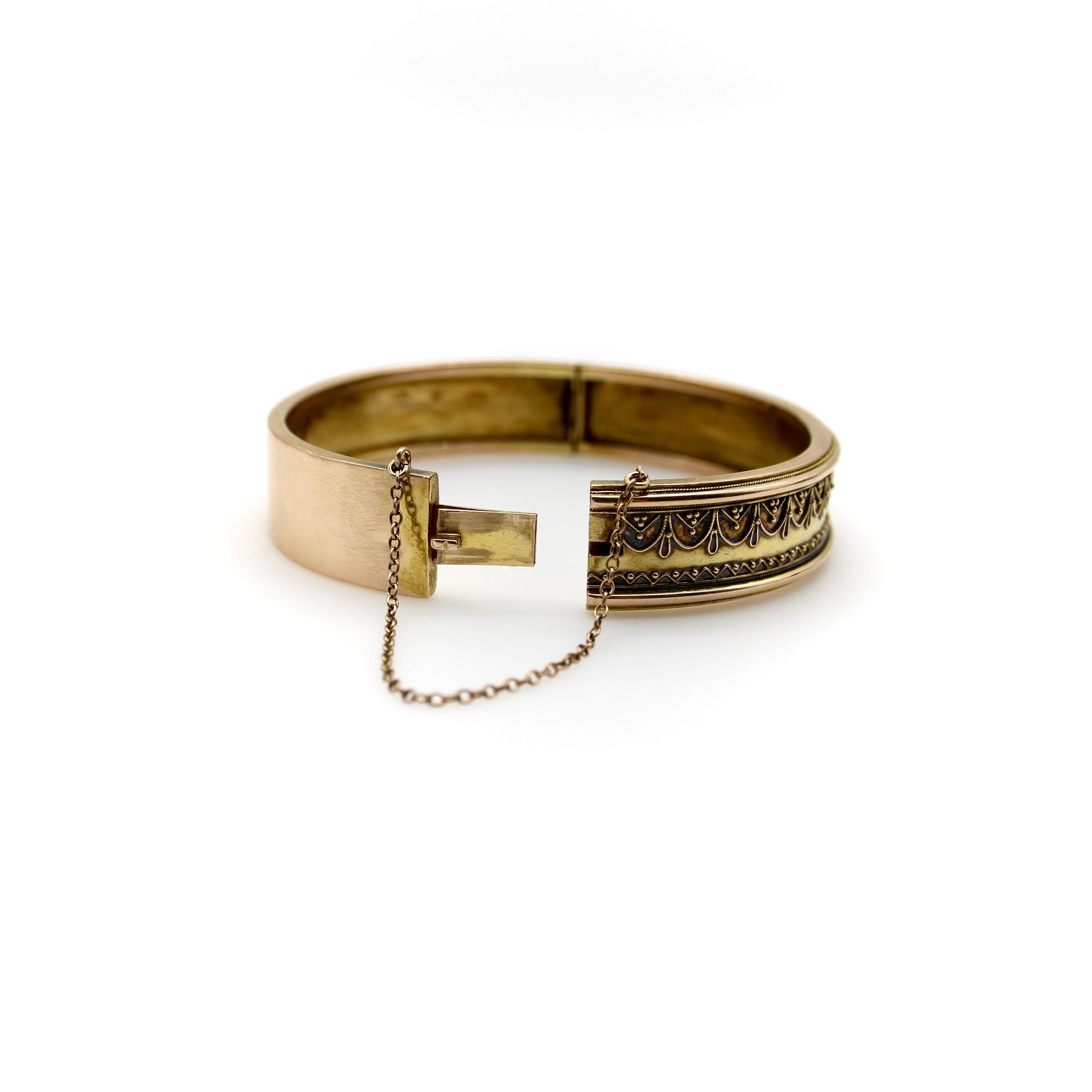 15k Gold Cannetille Etruscan Revival Bracelet For Sale 1