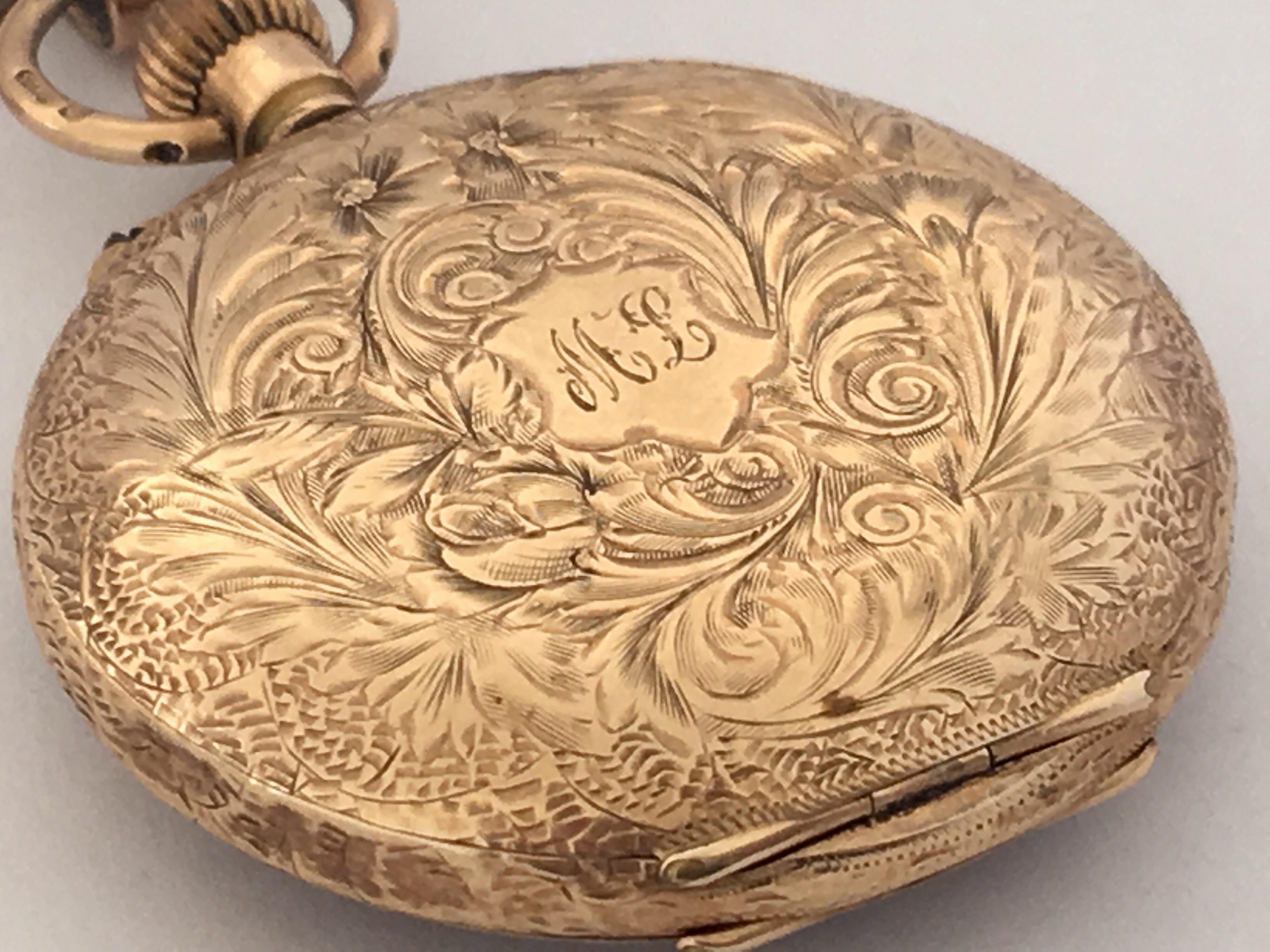 15 Karat Gold Enamel Gold Inlaid Dial Antique Brooch Fob Watch, circa 1890 For Sale 5