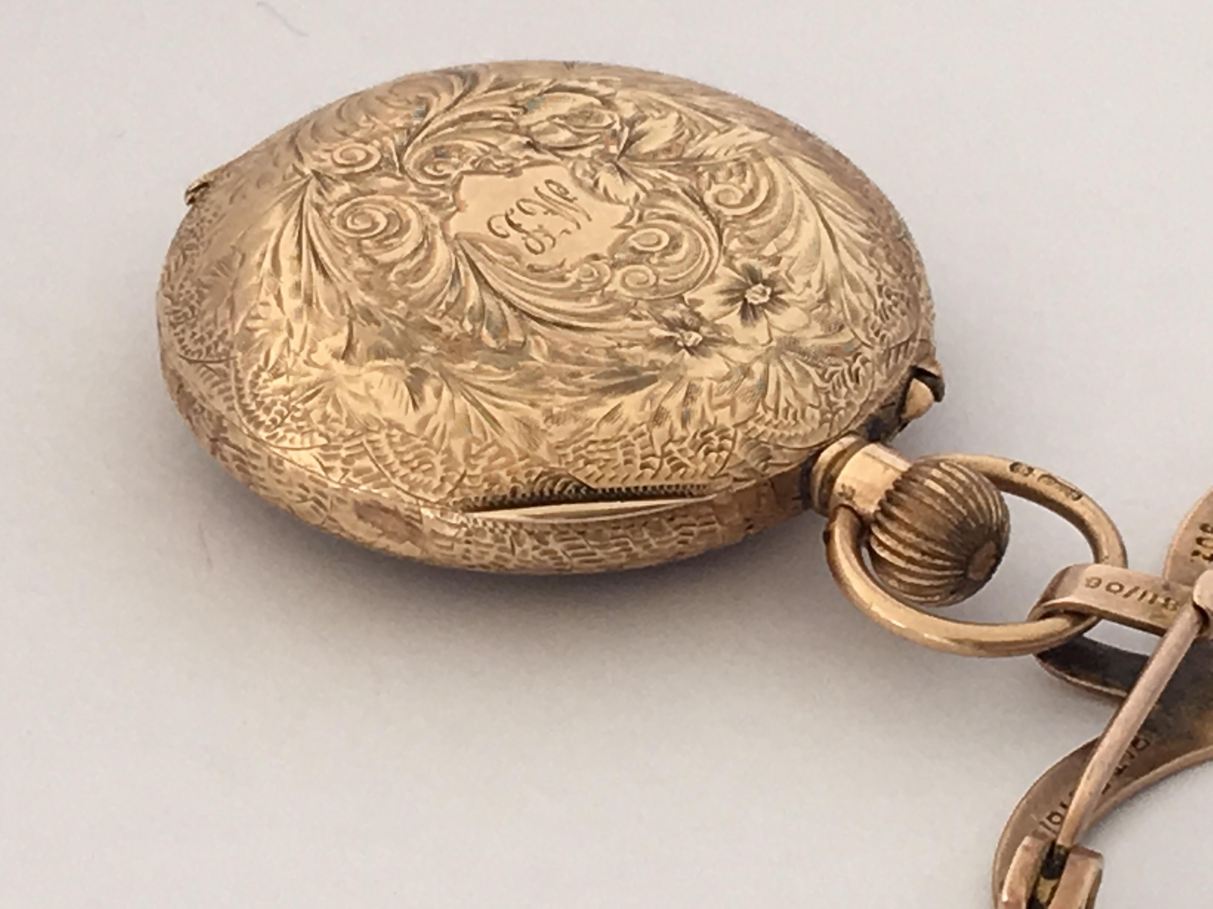 15 Karat Gold Enamel Gold Inlaid Dial Antique Brooch Fob Watch, circa 1890 For Sale 7