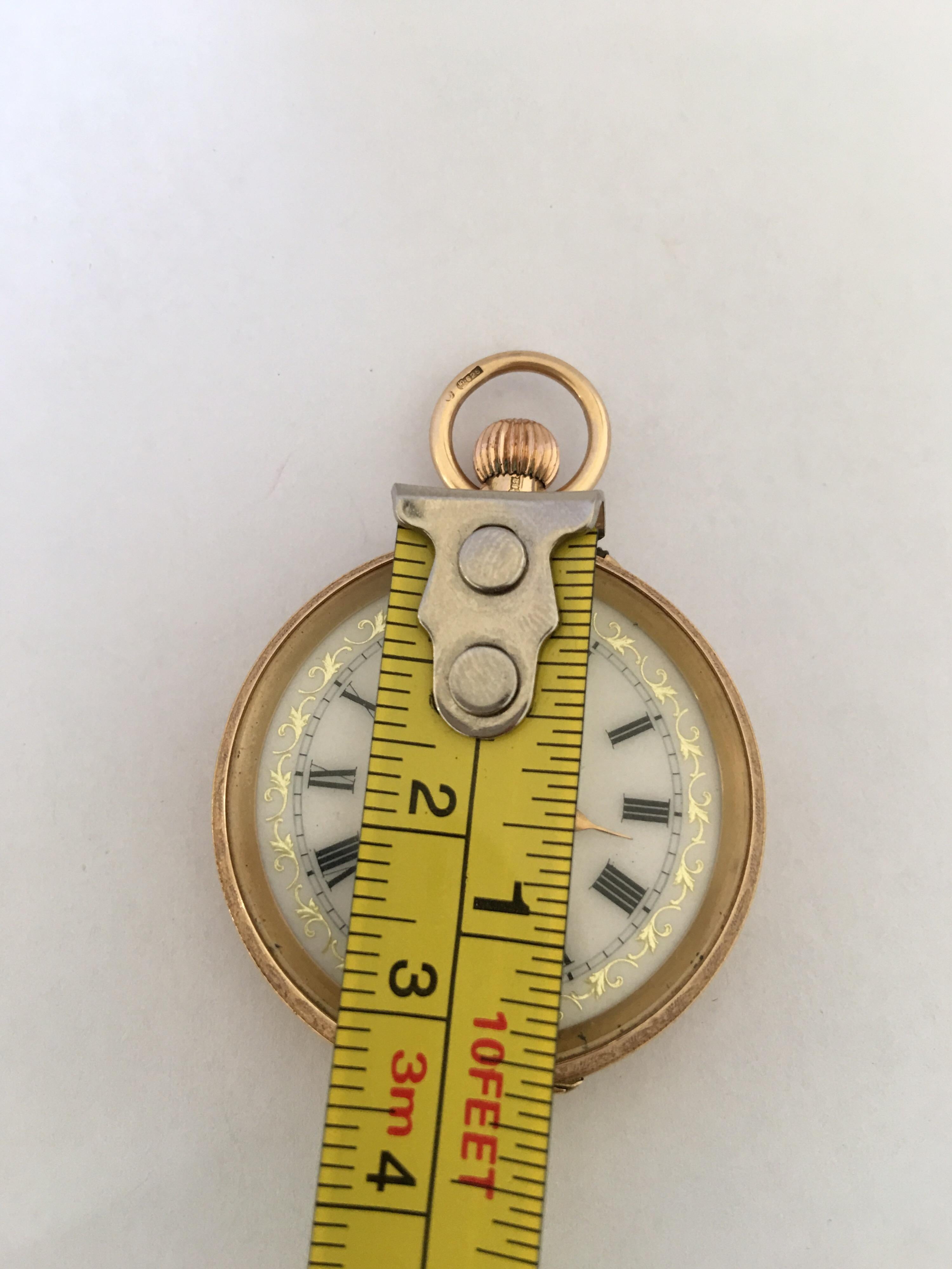 15 Karat Gold Fully Engraved Case Enamel Dial Fob / Pocket Watch 5