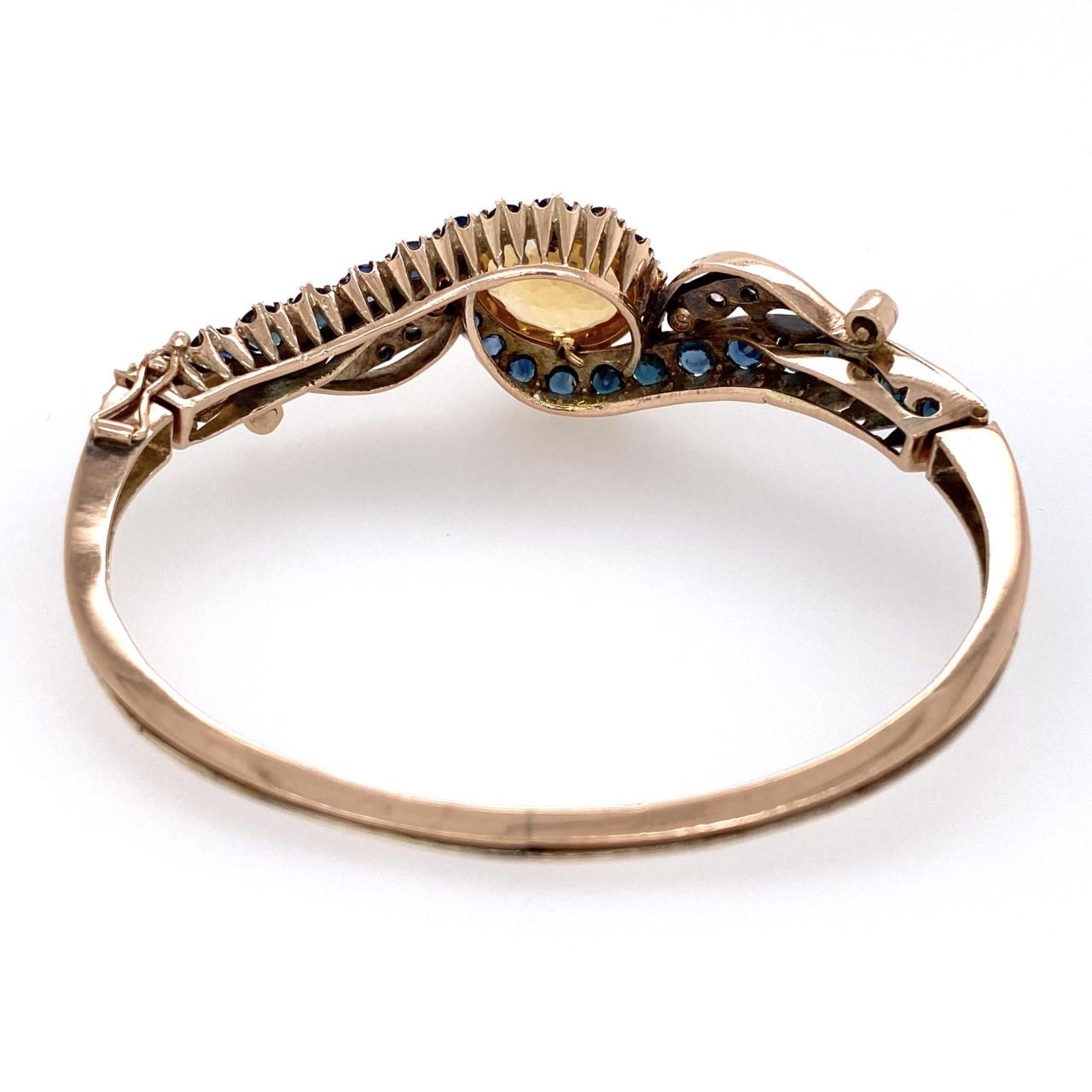 15 Karat Victorian Bangle Bracelet with Sapphires, Citrine and Diamonds 22.1g In Excellent Condition In Miami, FL
