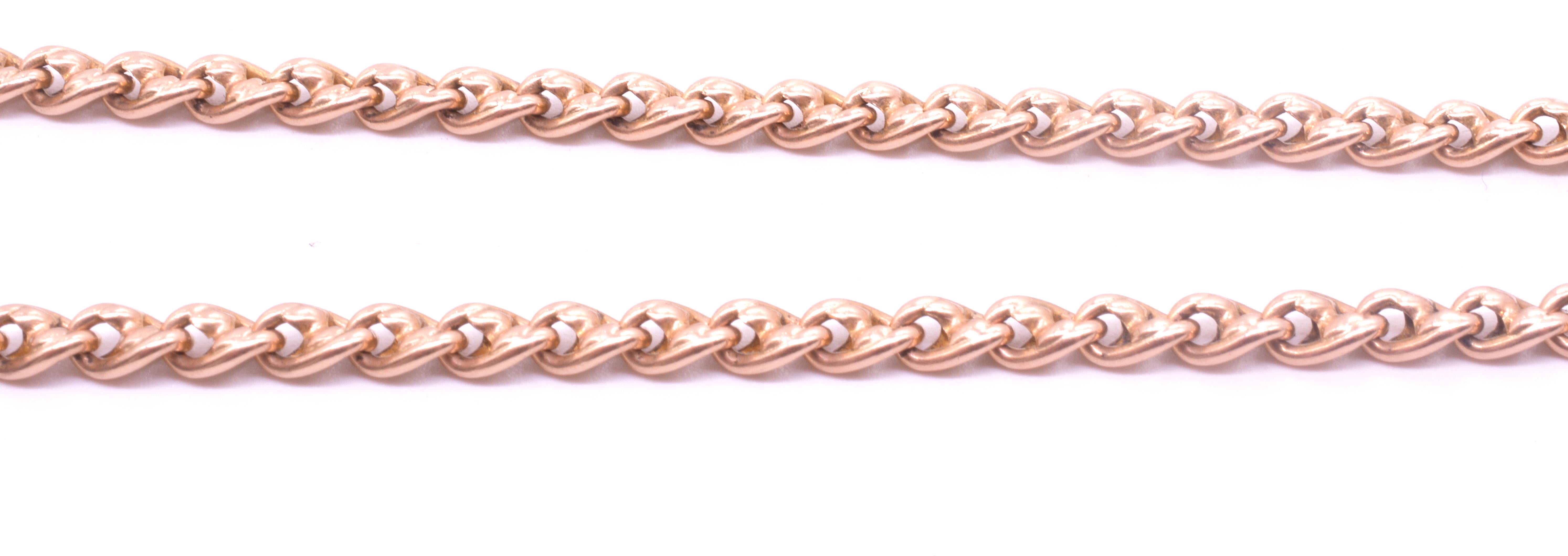 Women's or Men's 15 Karat Victorian Knot Curb Link Chain, circa 1890