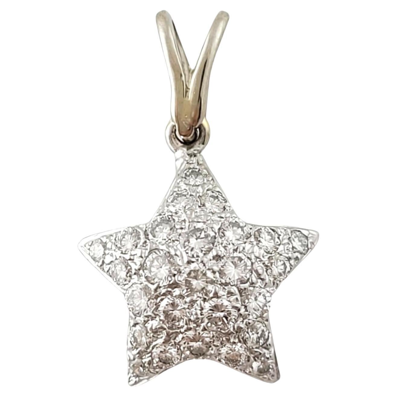 15K White Gold Pave Diamond Puffy Star Pendant #16906