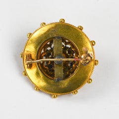 15K Gelbgold Etruscan Revival Diamant Brosche