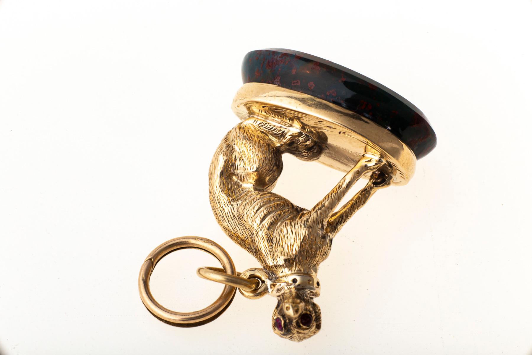 Oval Cut 15Kt Gold English Italian Greyhound Fob