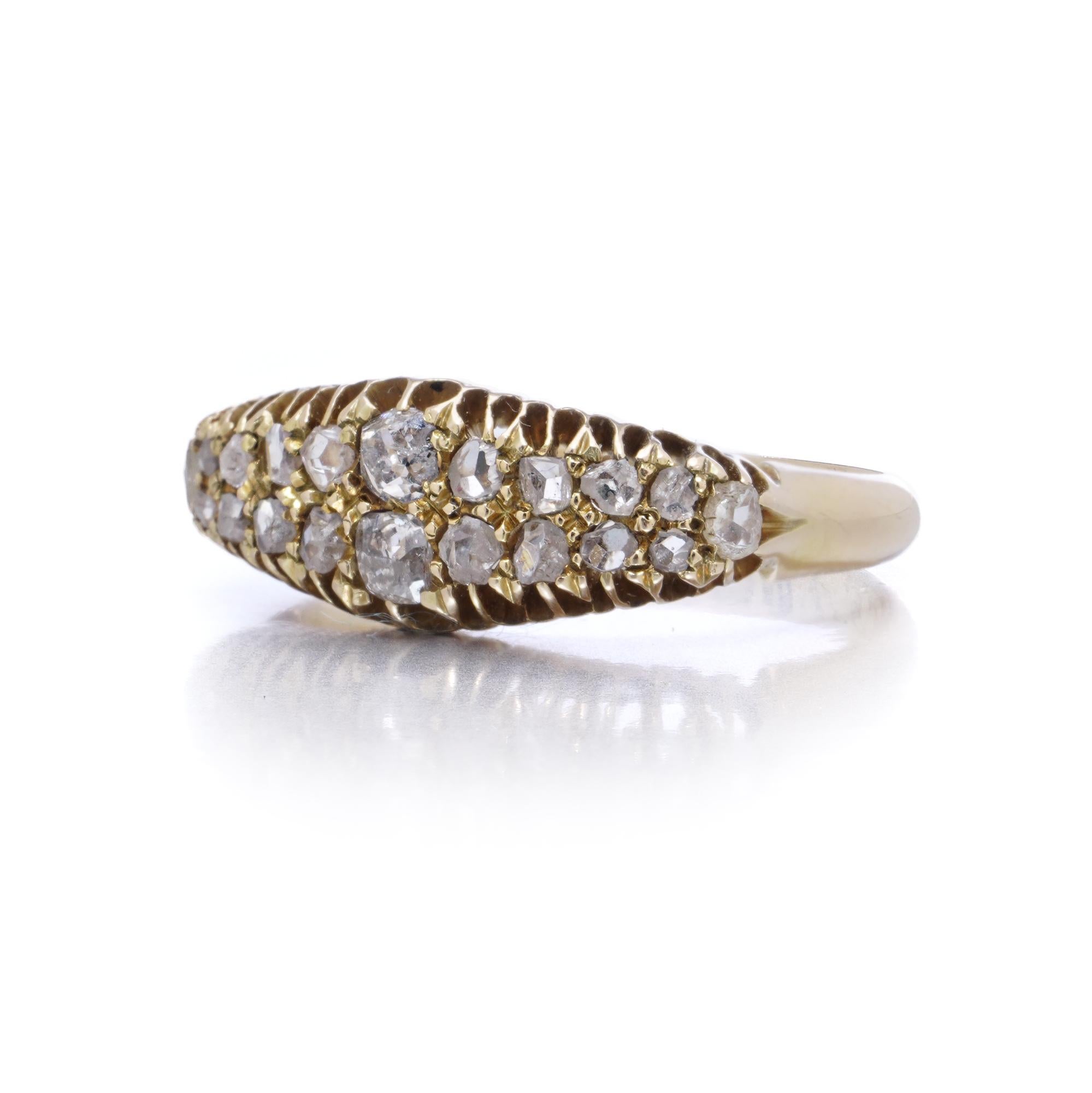 Rose Cut 15kt Gold Rose-Cut Diamond Band Ring, England, 1901 For Sale
