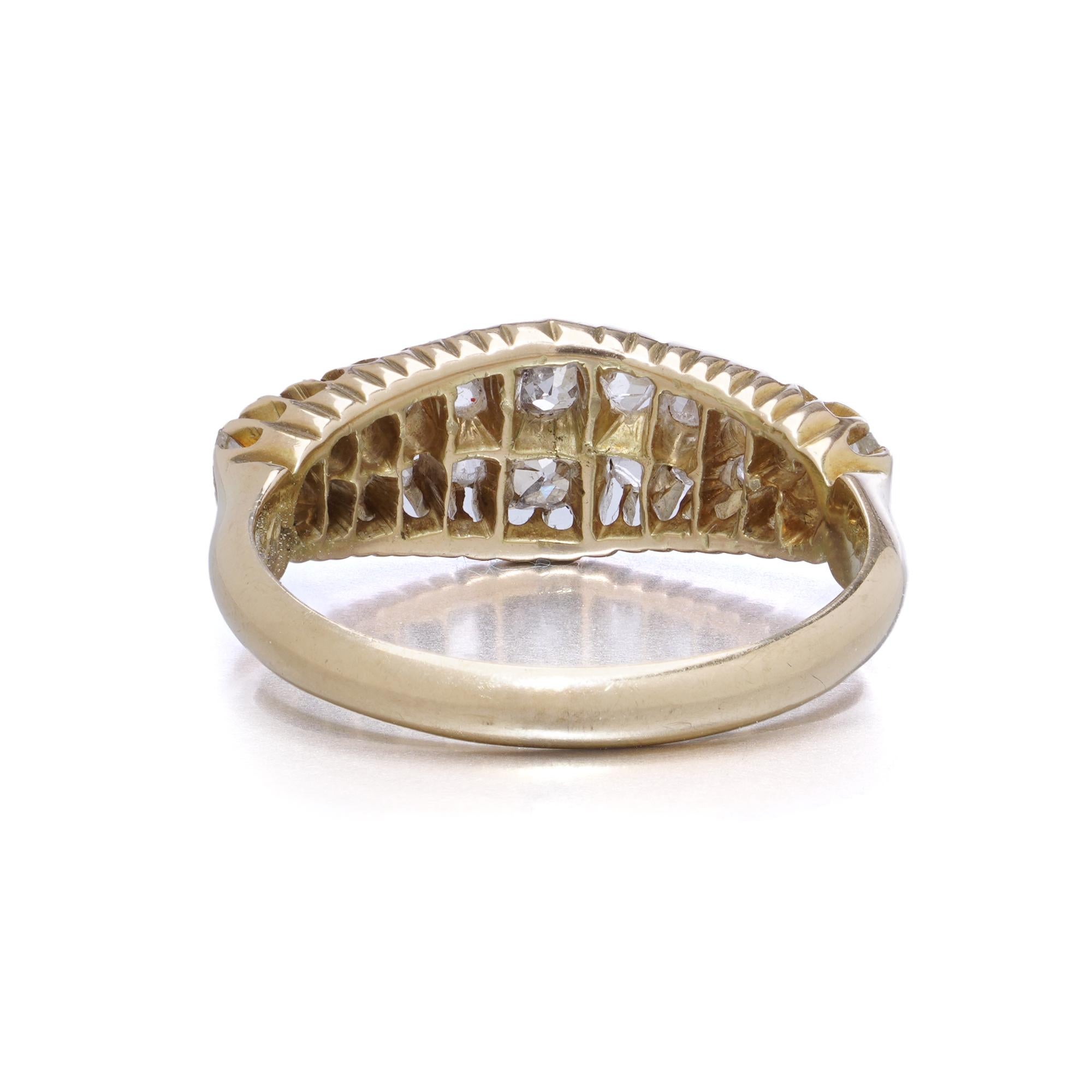 15kt Gold Rose-Cut Diamond Band Ring, England, 1901 In Good Condition For Sale In Braintree, GB
