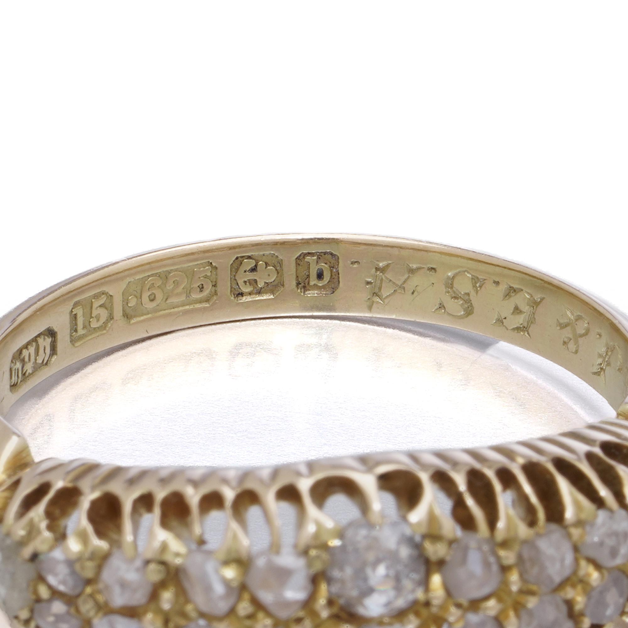 15kt Gold Rose-Cut Diamond Band Ring, England, 1901 For Sale 1
