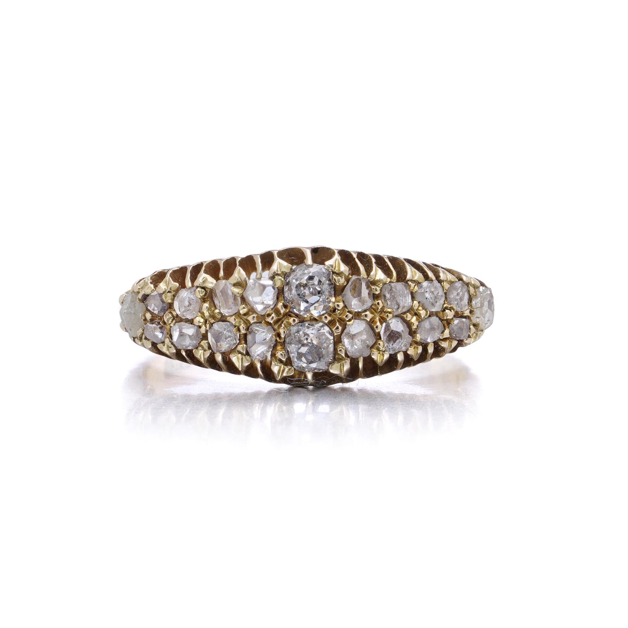 15kt Gold Rose-Cut Diamond Band Ring, England, 1901 For Sale 2