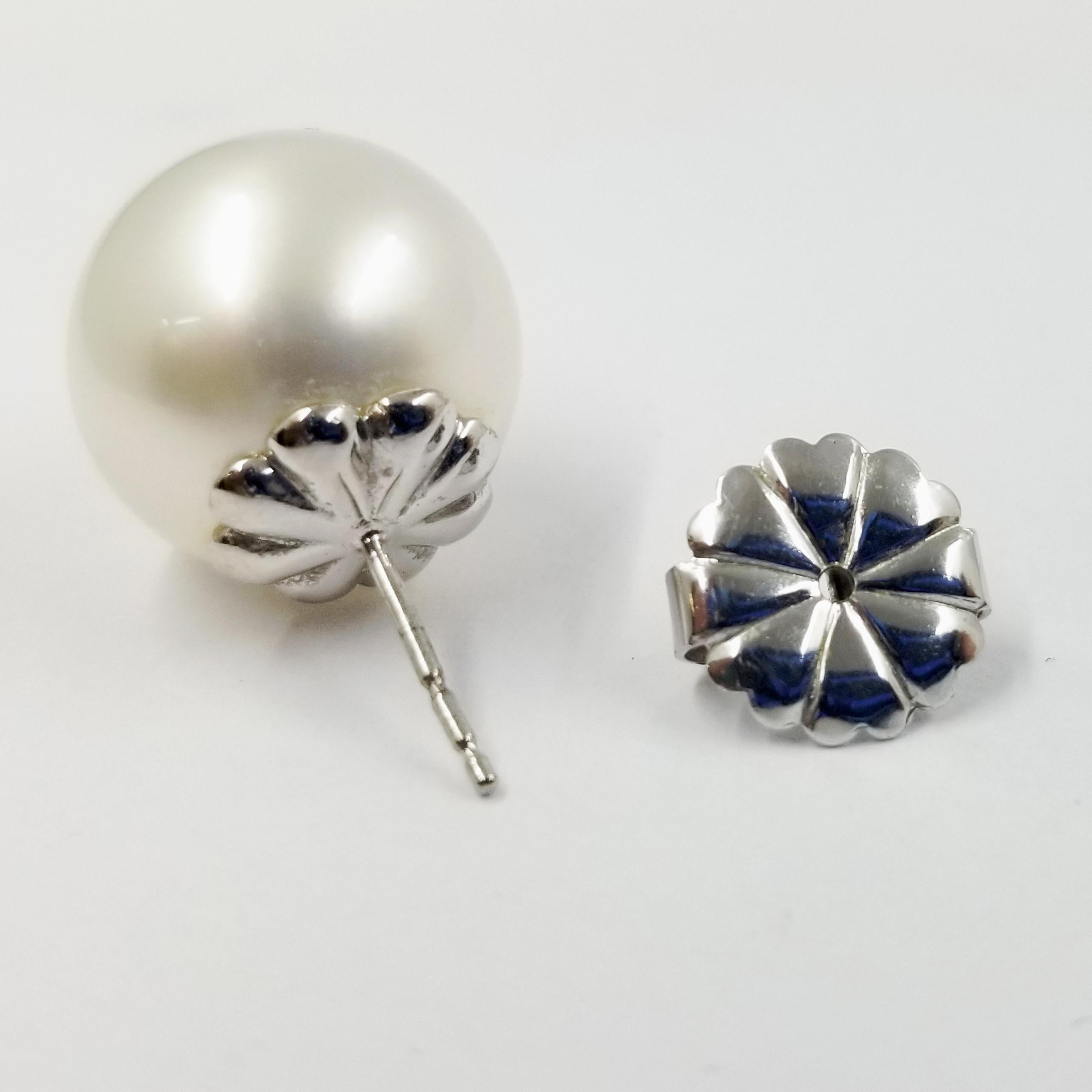 Round Cut Round South Sea Cultured Pearl Stud Earrings