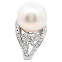 Bague papillon des mers du Sud 15 mm en or blanc 18 carats avec diamants