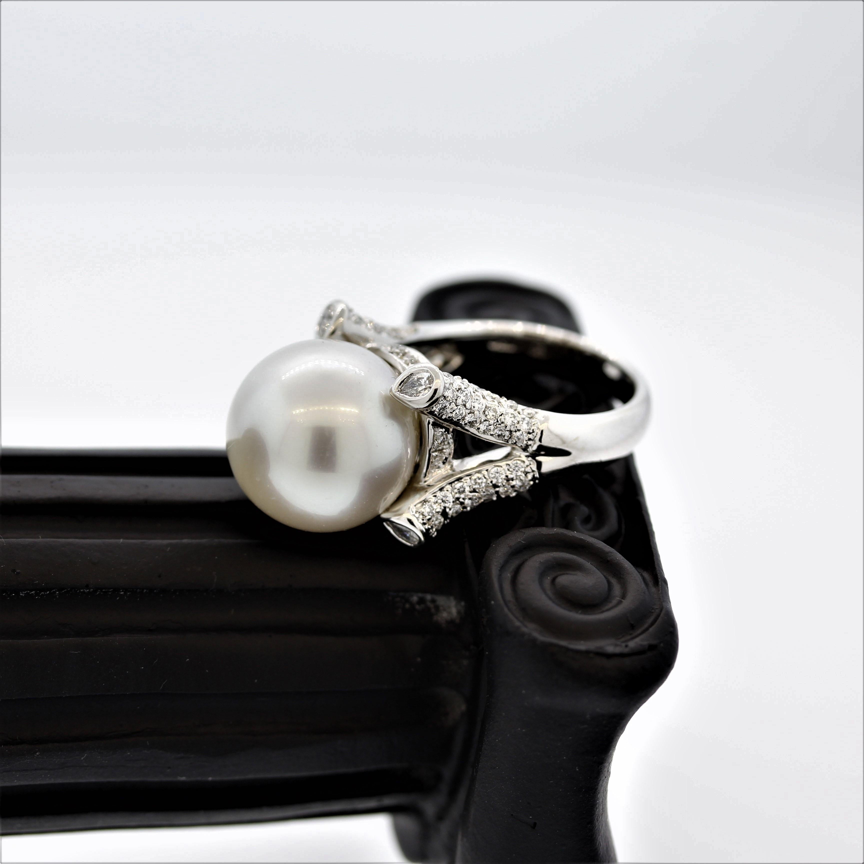 South Sea Pearl Diamond Gold Cocktail Ring 3