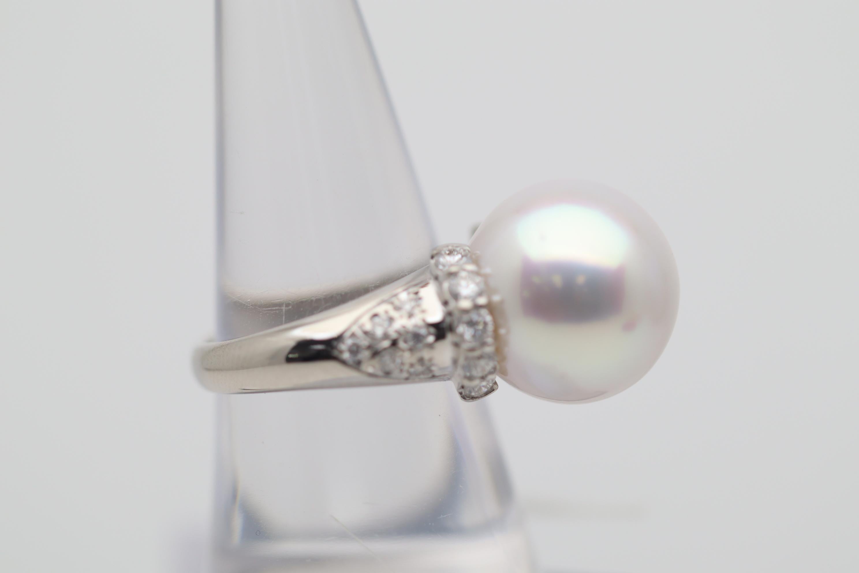 South Sea Pearl Diamond Platinum Ring In New Condition For Sale In Beverly Hills, CA