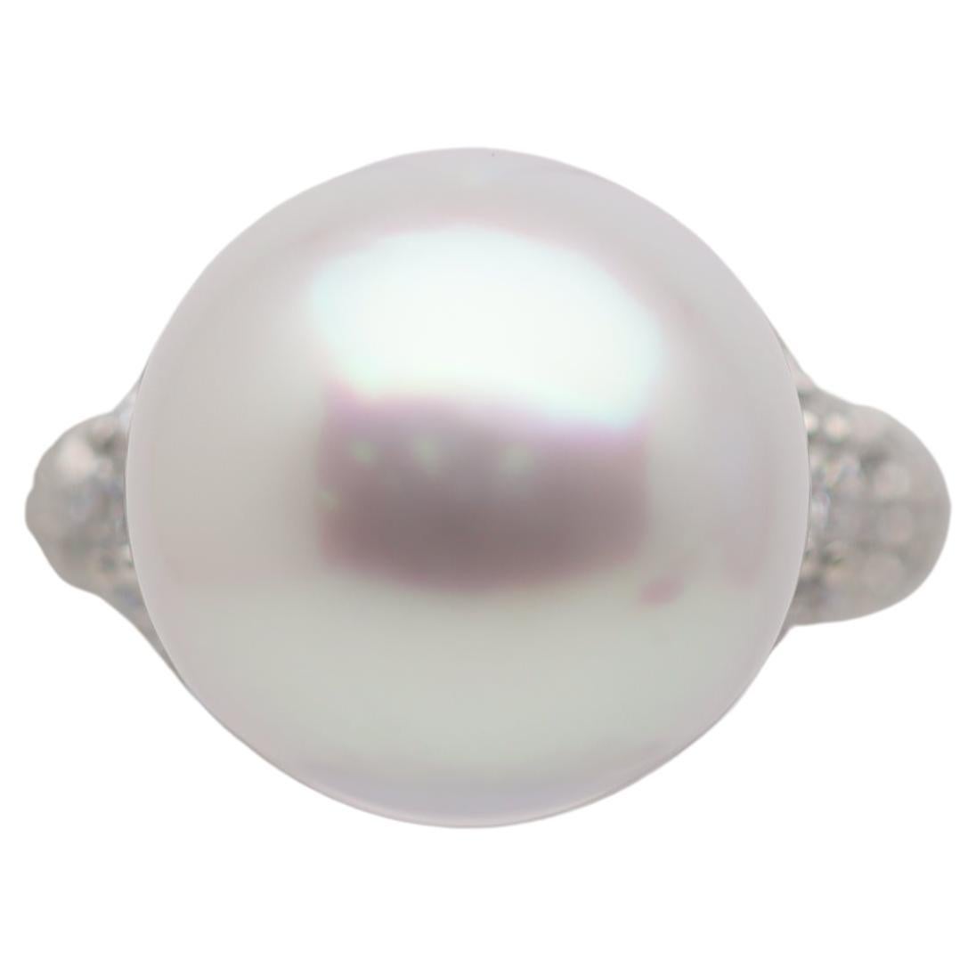 South Sea Pearl Diamond Platinum Ring