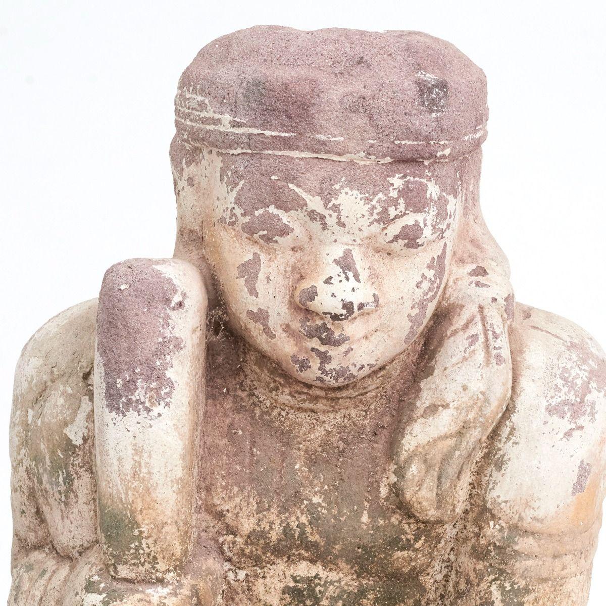 Grès Sculpture de gardien de pagode birmane en grès du 15e-16e siècle en vente