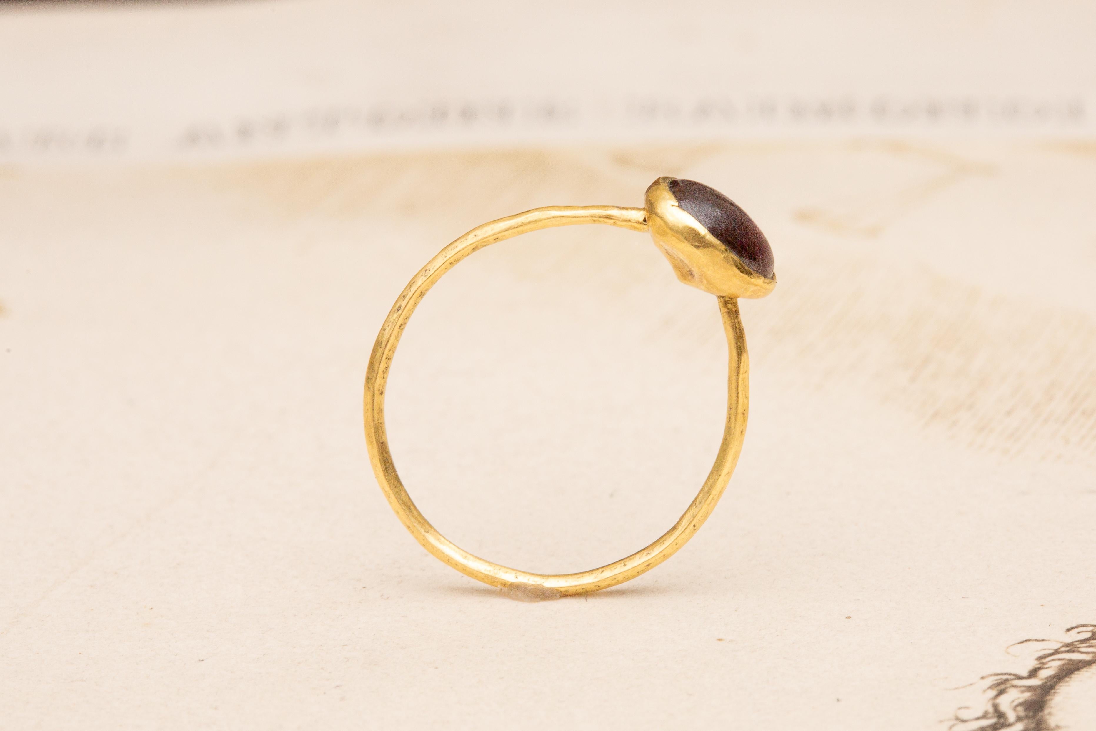 Goldring mit Carbuncle-Granat-Cabochon aus dem 15.-16. Jahrhundert, Mittelalterliche Renaissance 6
