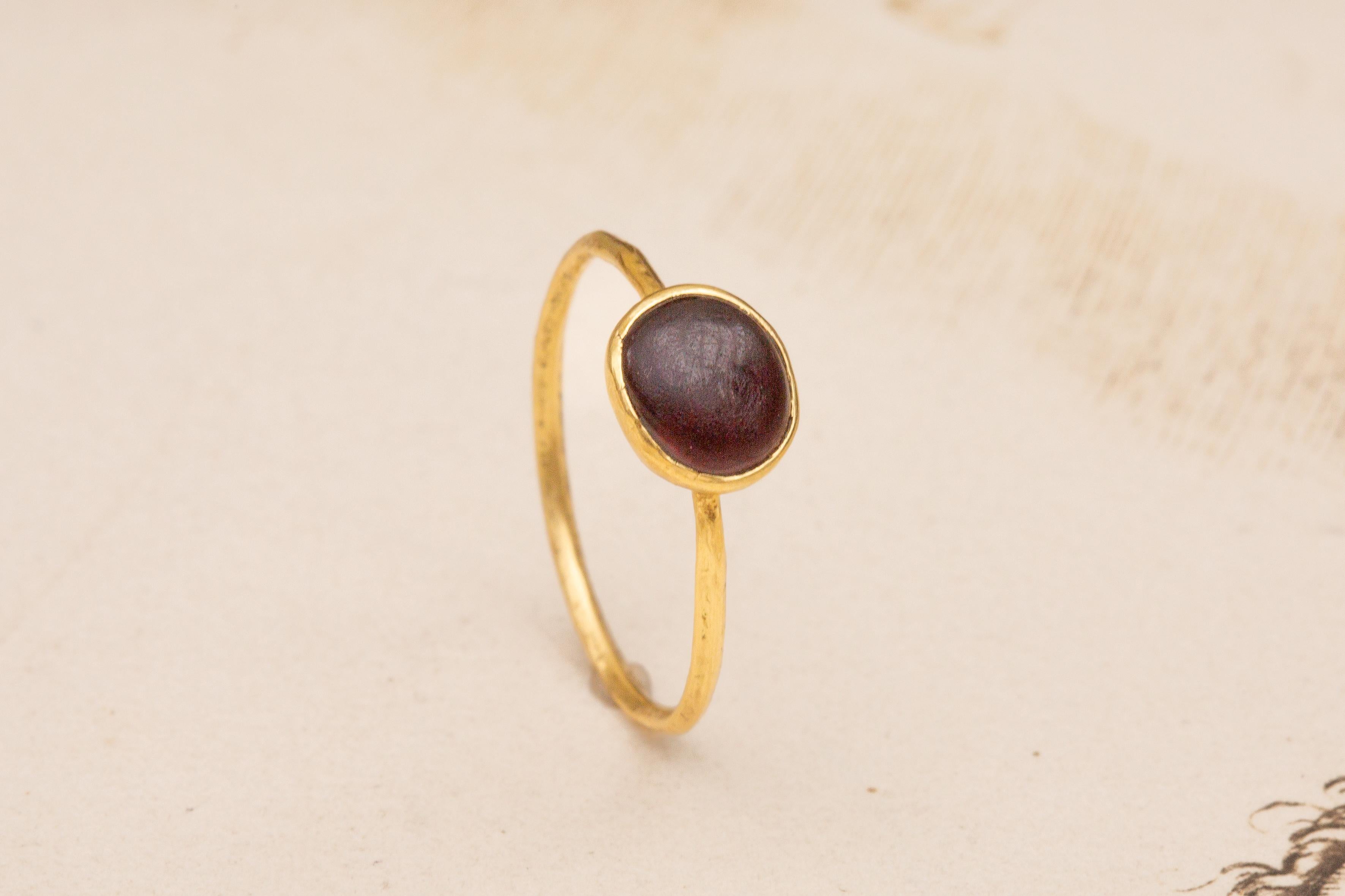 Goldring mit Carbuncle-Granat-Cabochon aus dem 15.-16. Jahrhundert, Mittelalterliche Renaissance 5
