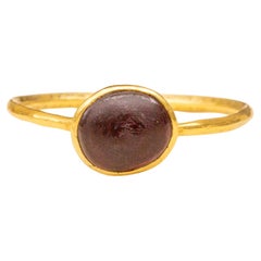 15th-16th Century Carbuncle Garnet Cabochon Gold Ring Medieval Renaissance