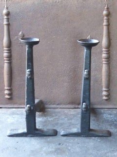 Französische gotische Andirons oder Feuerböcke aus dem 15. bis 16.