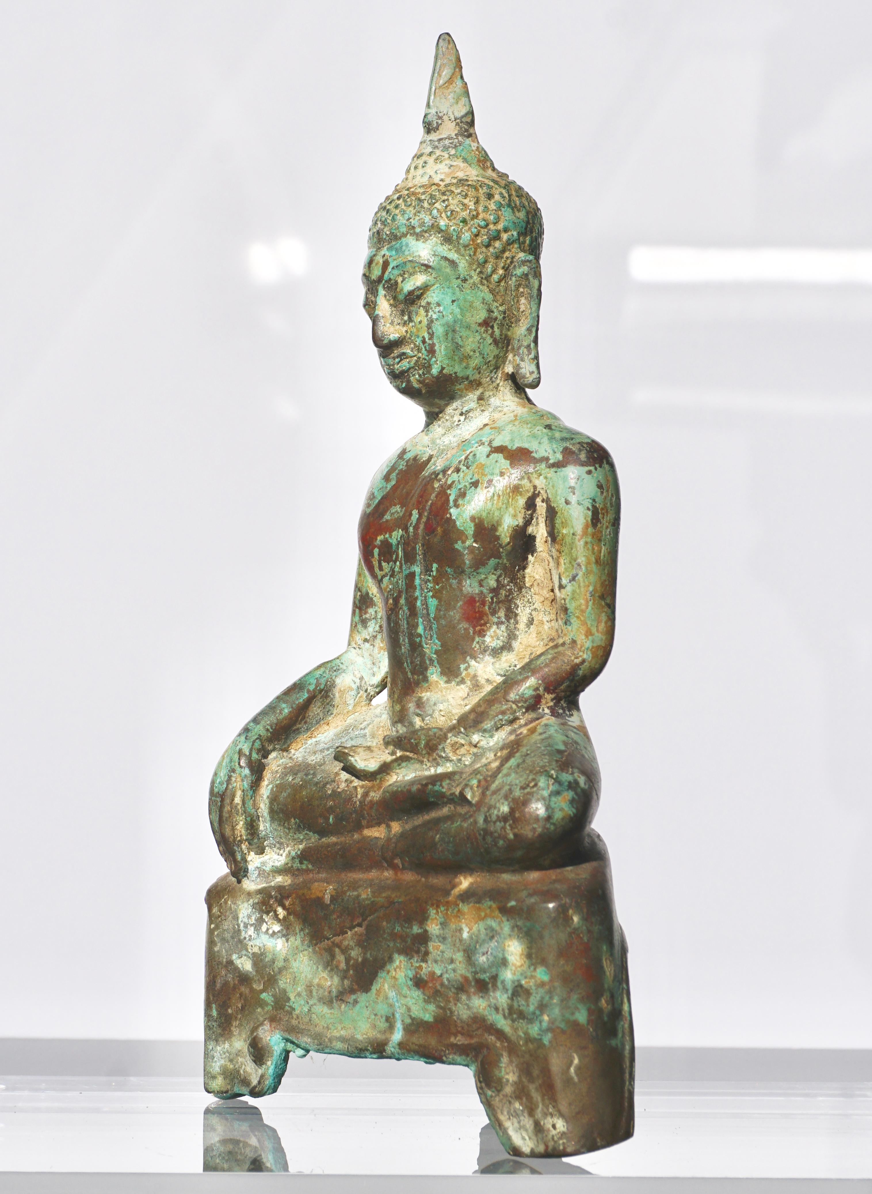 Cast 15th-16th Century Thai Ayutthaya Bronze Buddha Statue