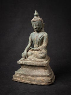 15th century Antique bronze Burmese Ava Buddha statue in Bhumisparsha Mudra